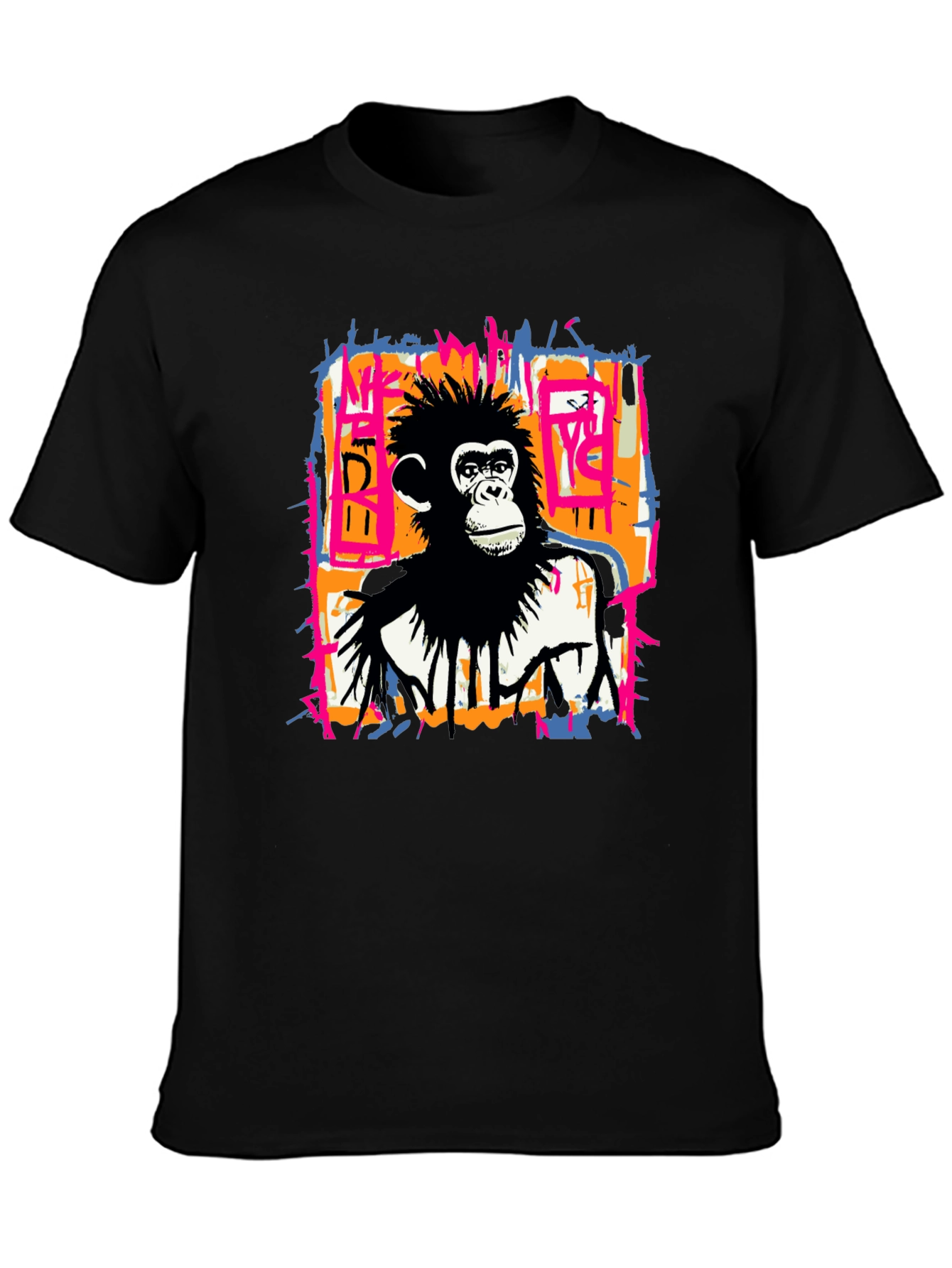 Abstract Monkey Graphic Tee - Black