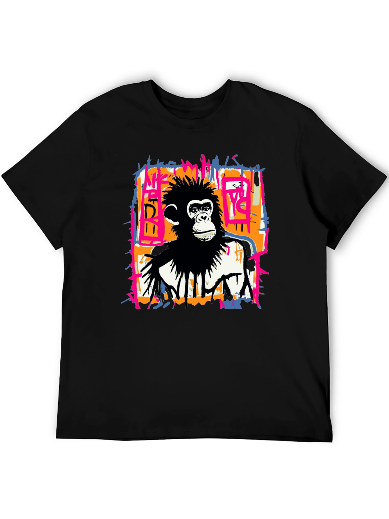 Abstract Monkey Graphic Tee - Black