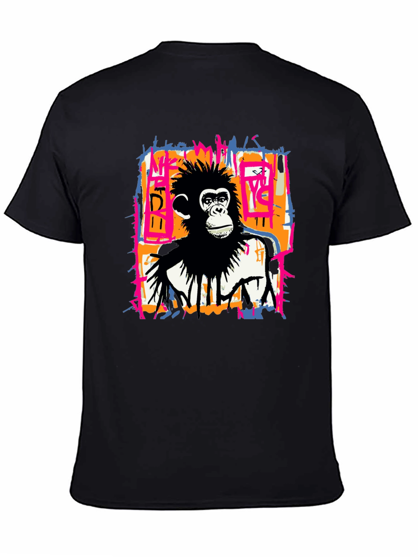 Abstract Monkey Graphic Tee - Black