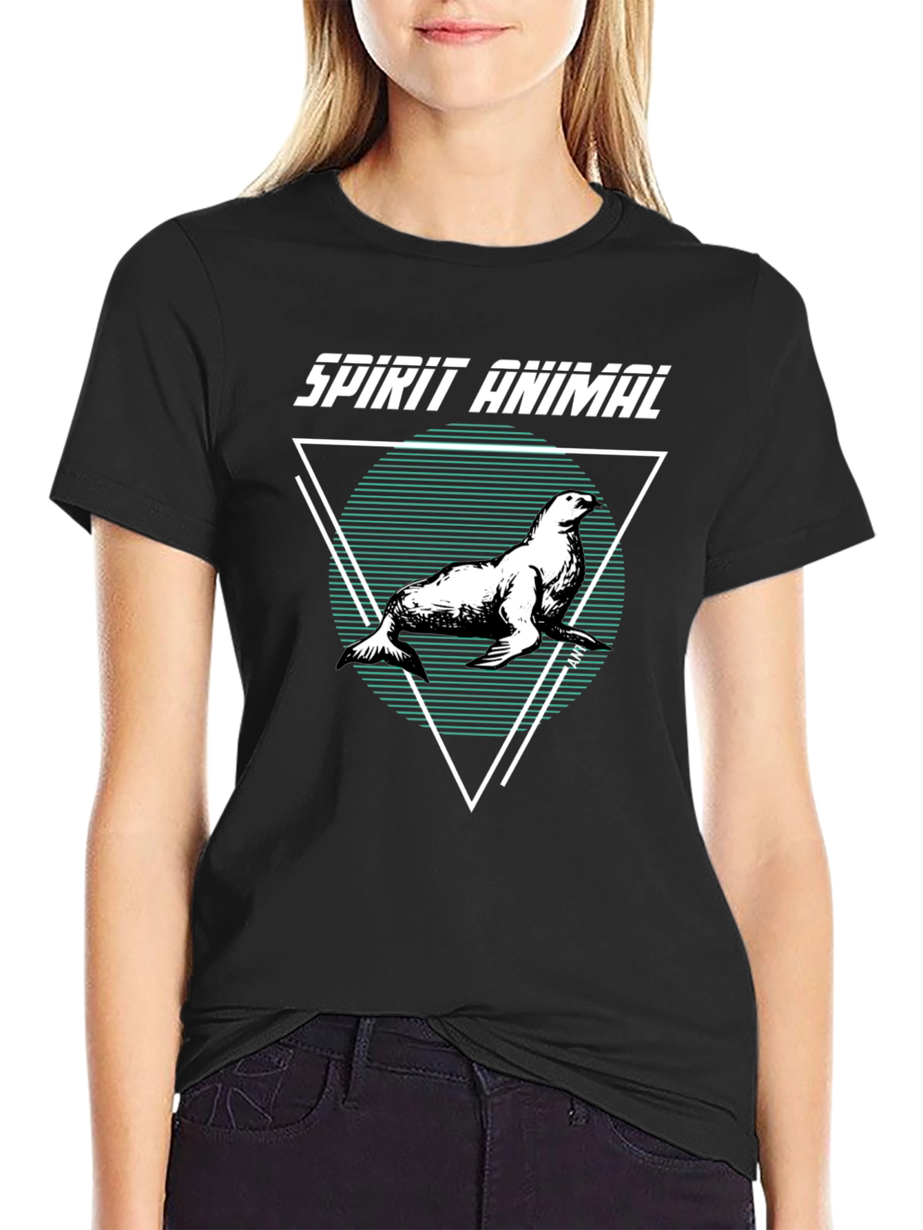 Spirit Animal Seal Graphic T-Shirt - Unisex Black Tee