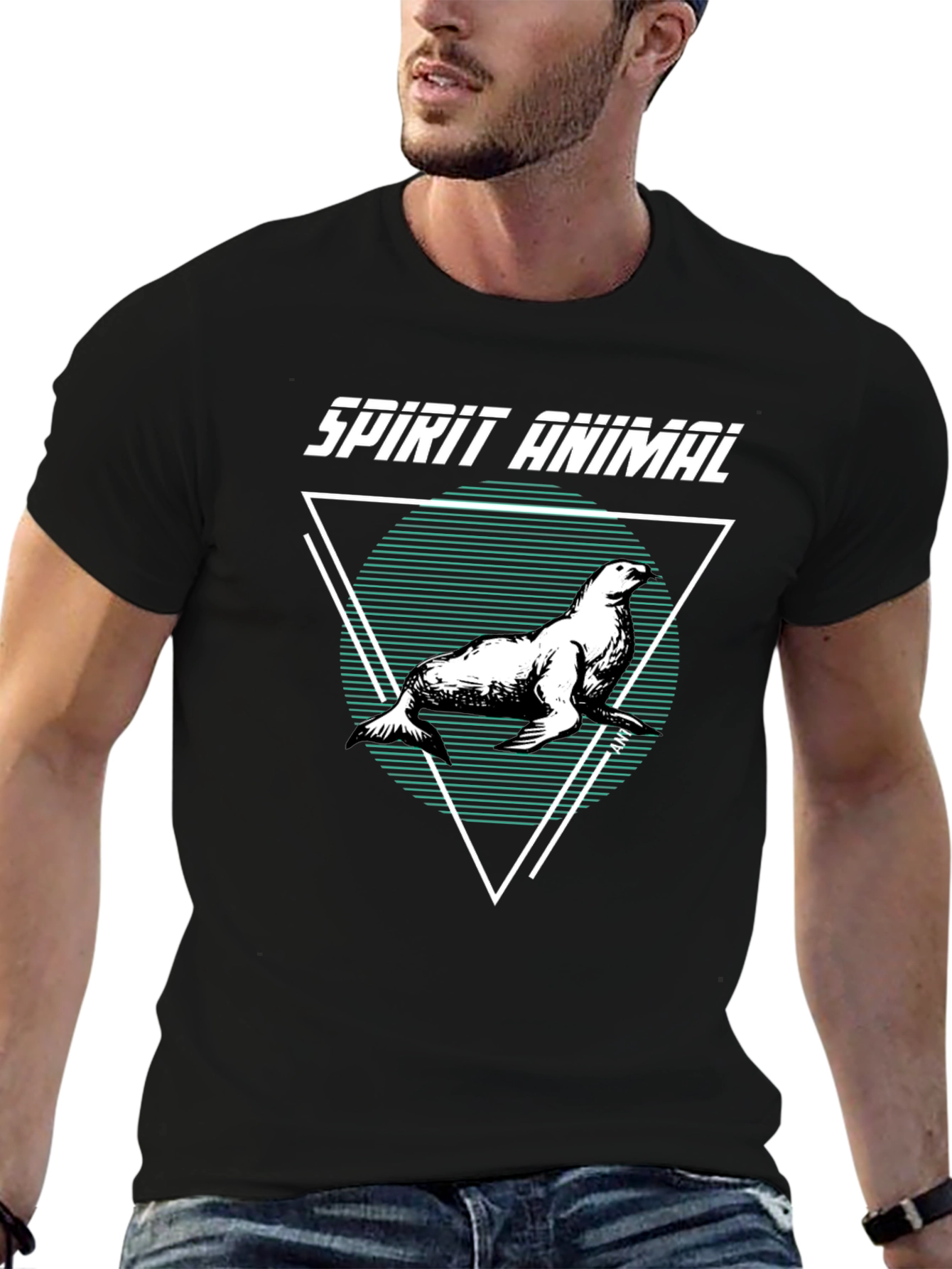 Spirit Animal Seal Graphic T-Shirt - Unisex Black Tee