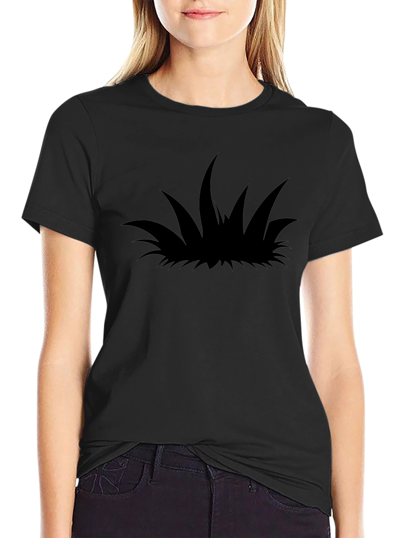 Black T-Shirt with Grass Silhouette