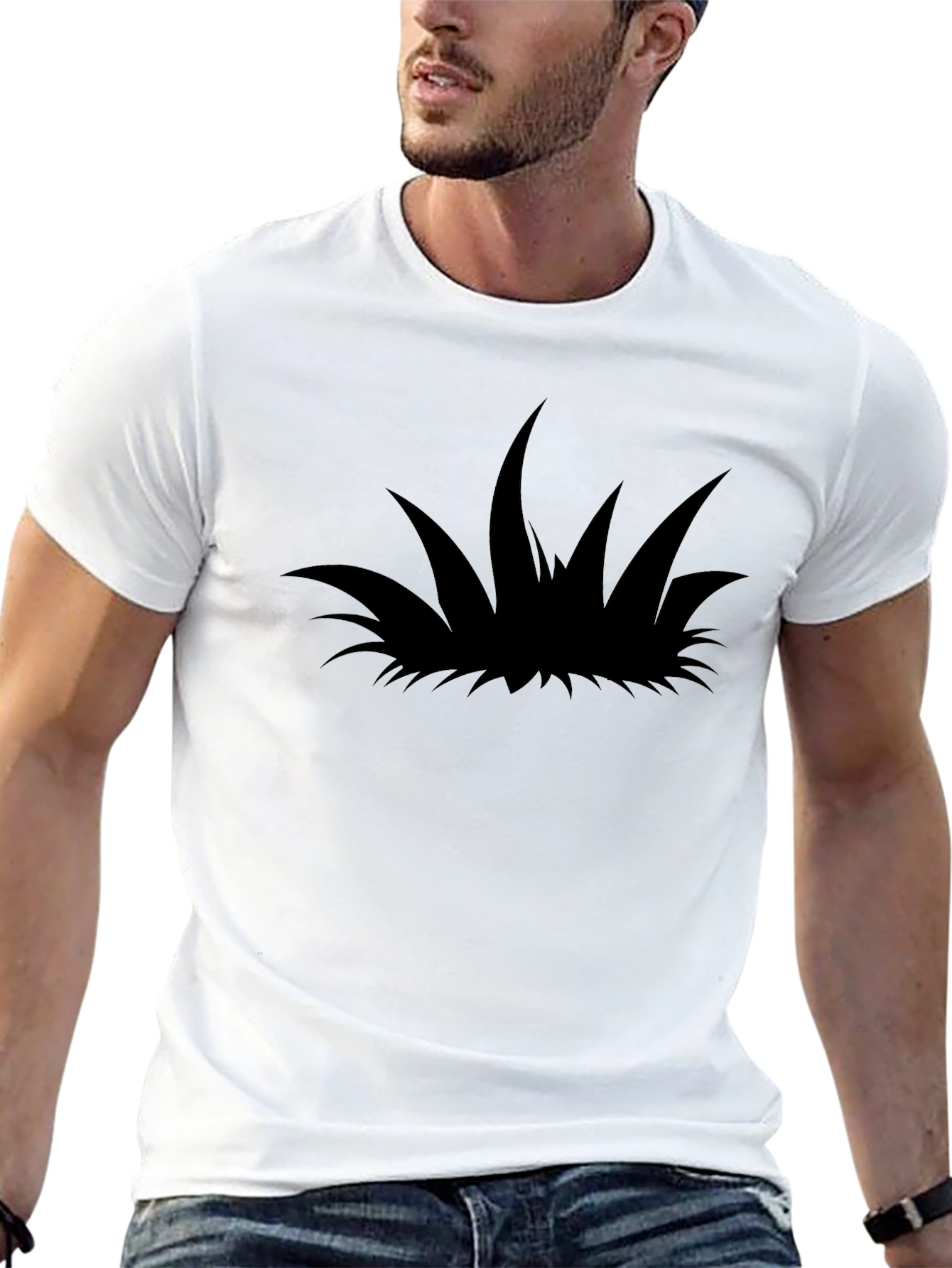 Black T-Shirt with Grass Silhouette