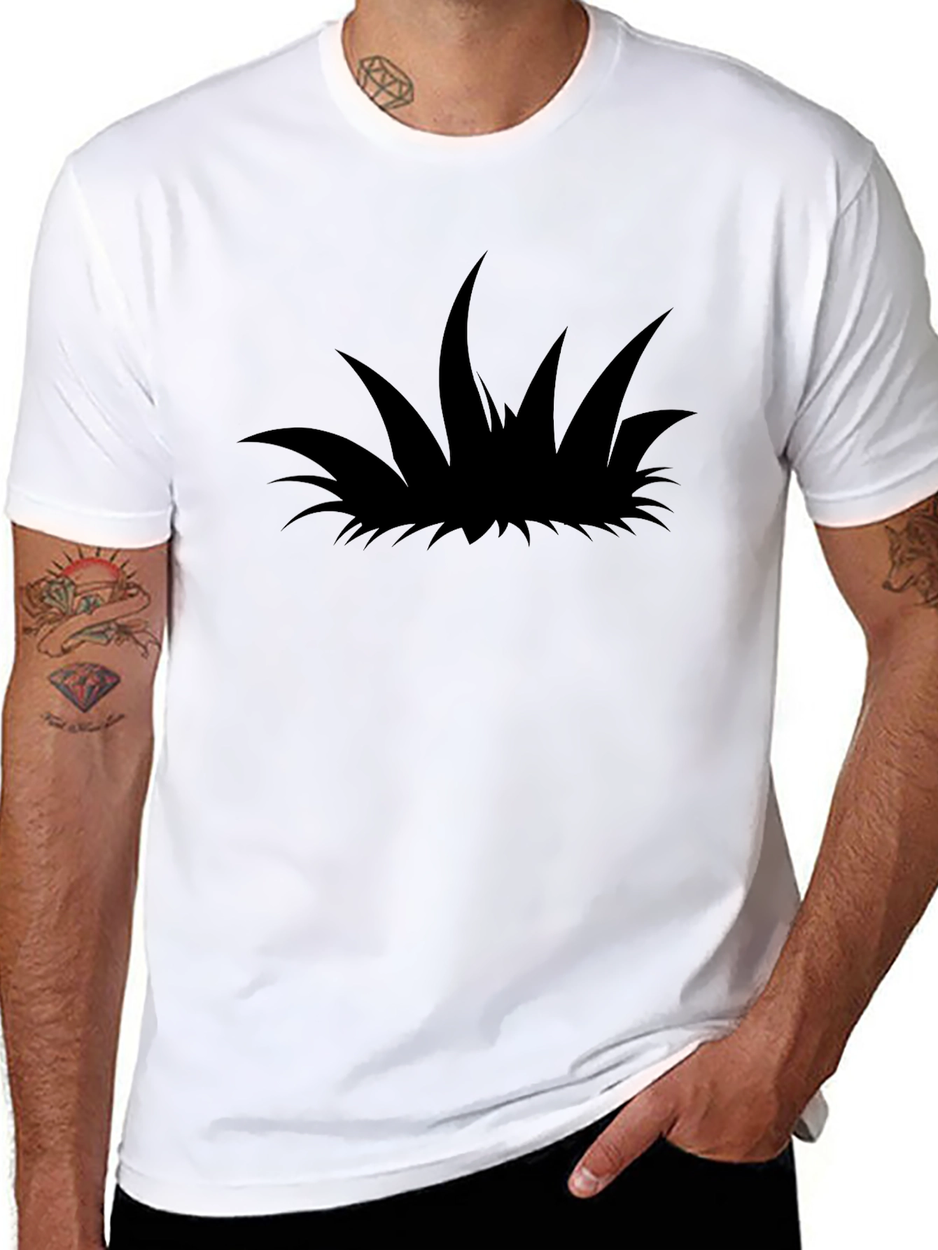Black T-Shirt with Grass Silhouette