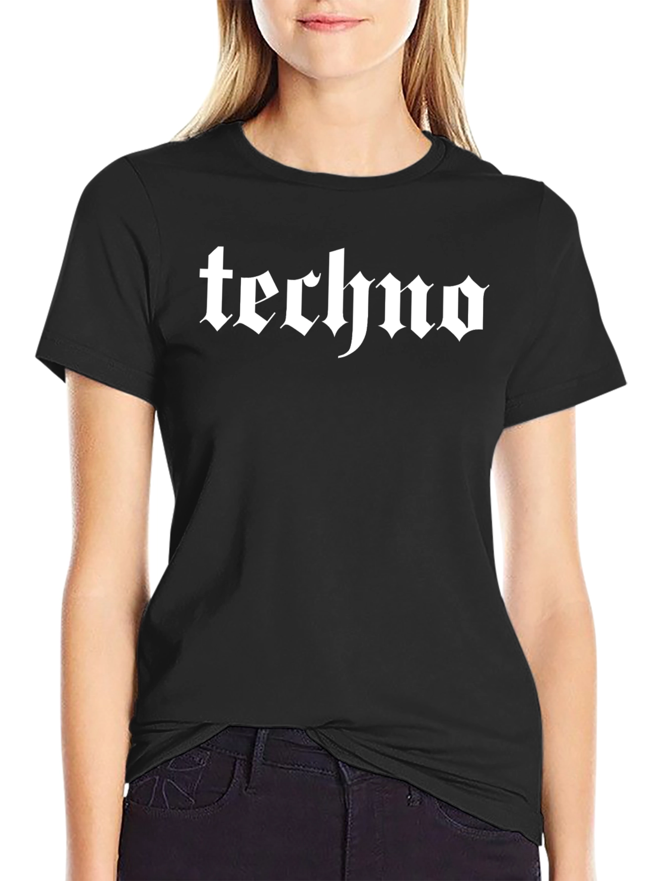 Techno Gothic Font Black T-Shirt