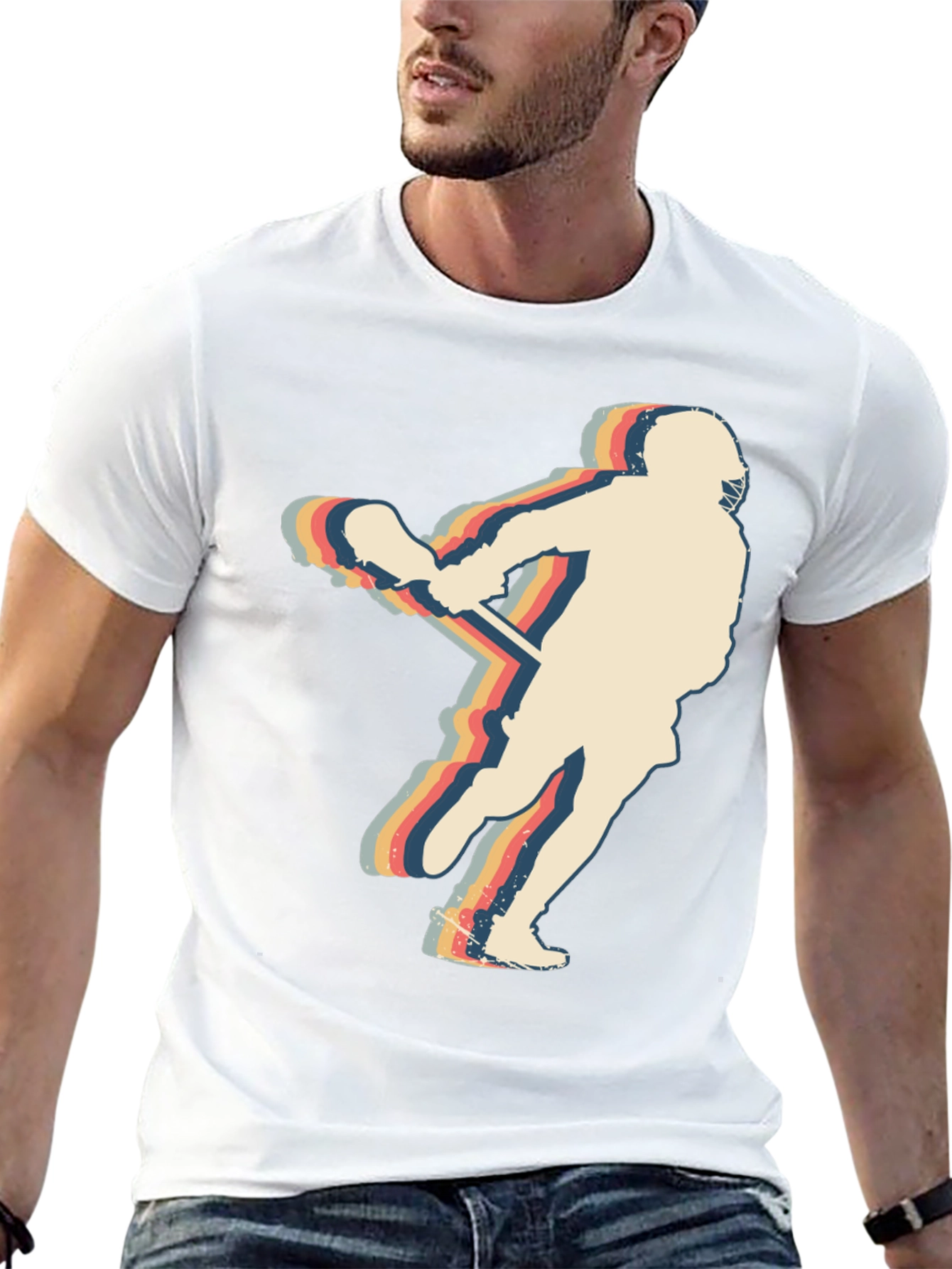 Retro Lacrosse Player Graphic Tee