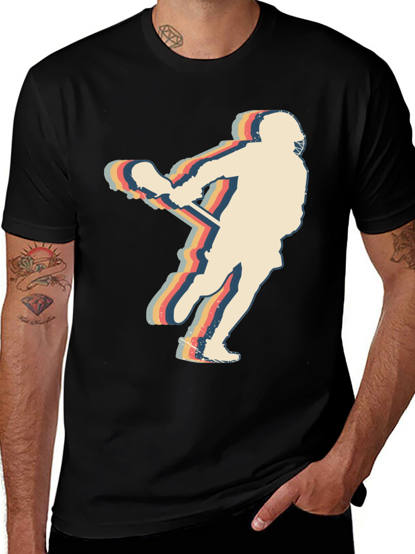 Retro Lacrosse Player Graphic Tee