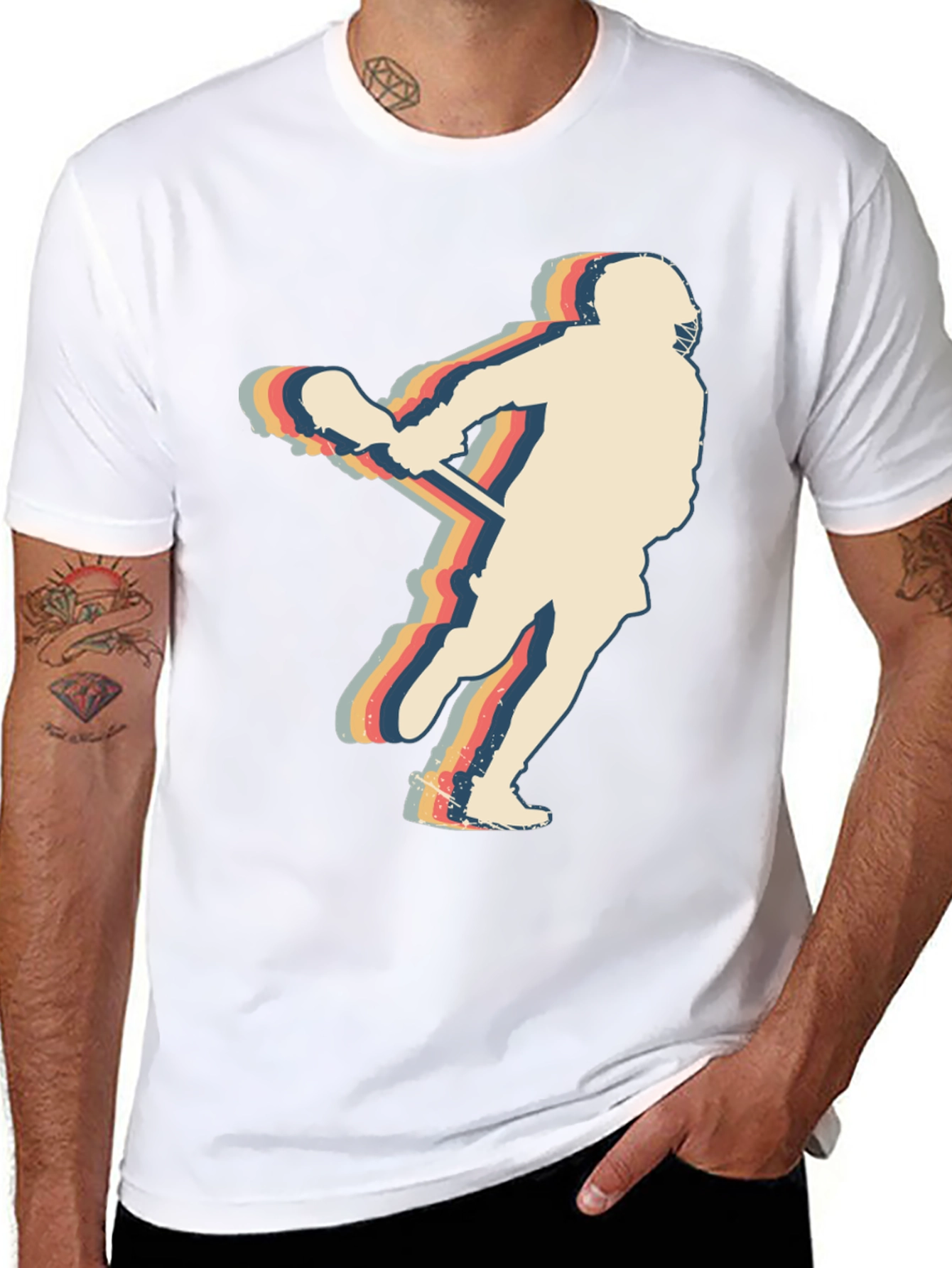 Retro Lacrosse Player Graphic Tee