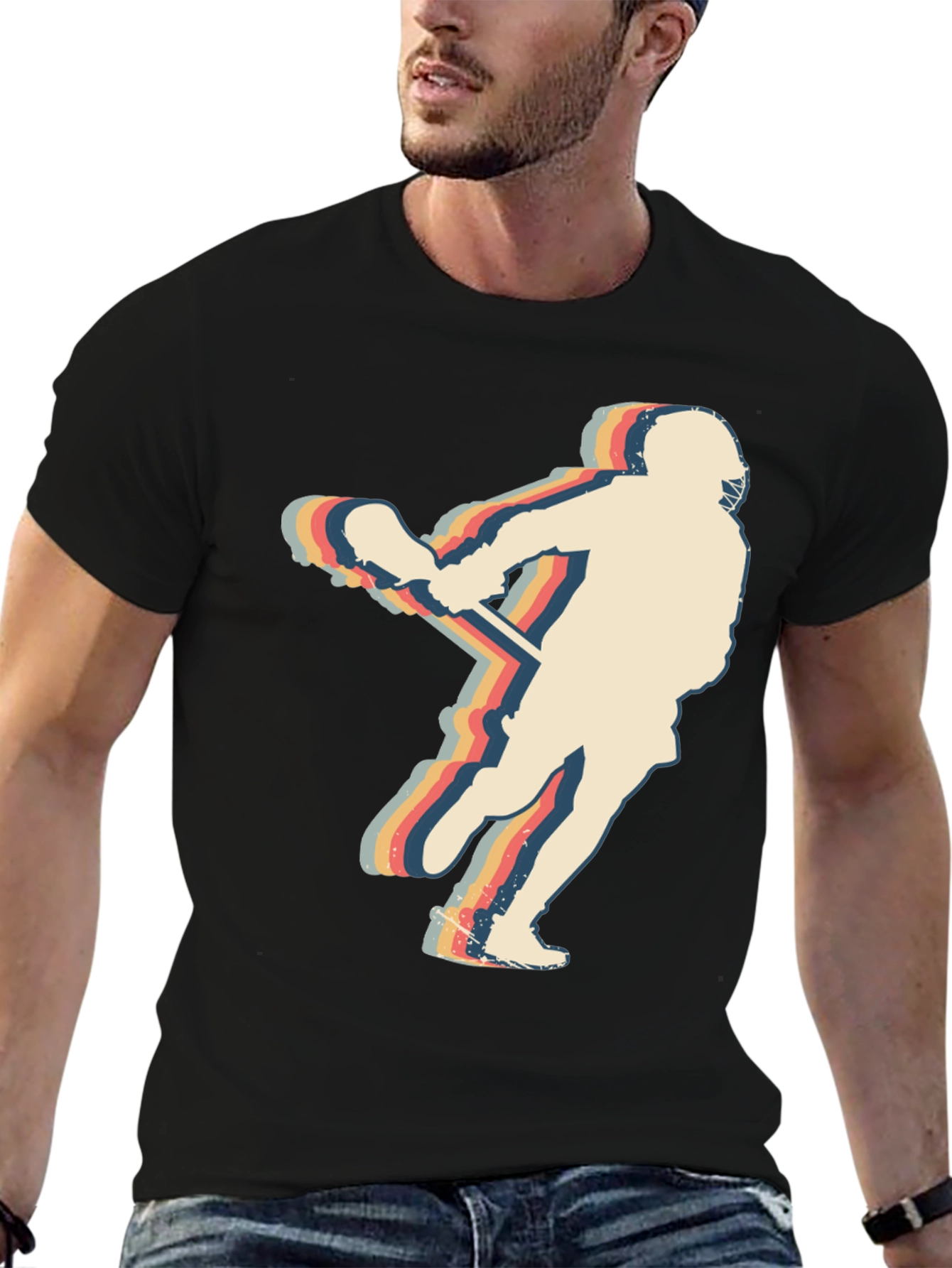 Retro Lacrosse Player Graphic Tee