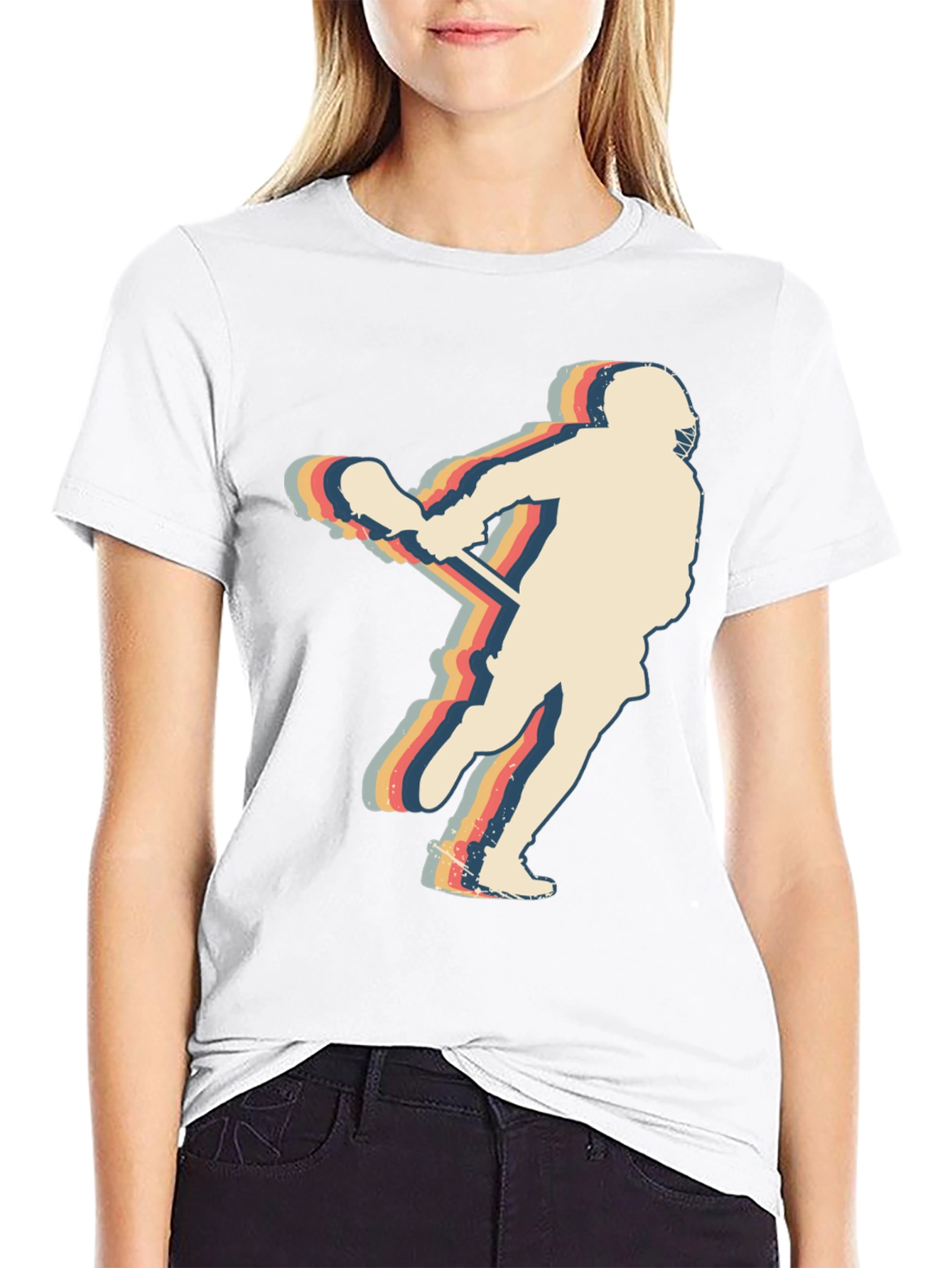 Retro Lacrosse Player Graphic Tee