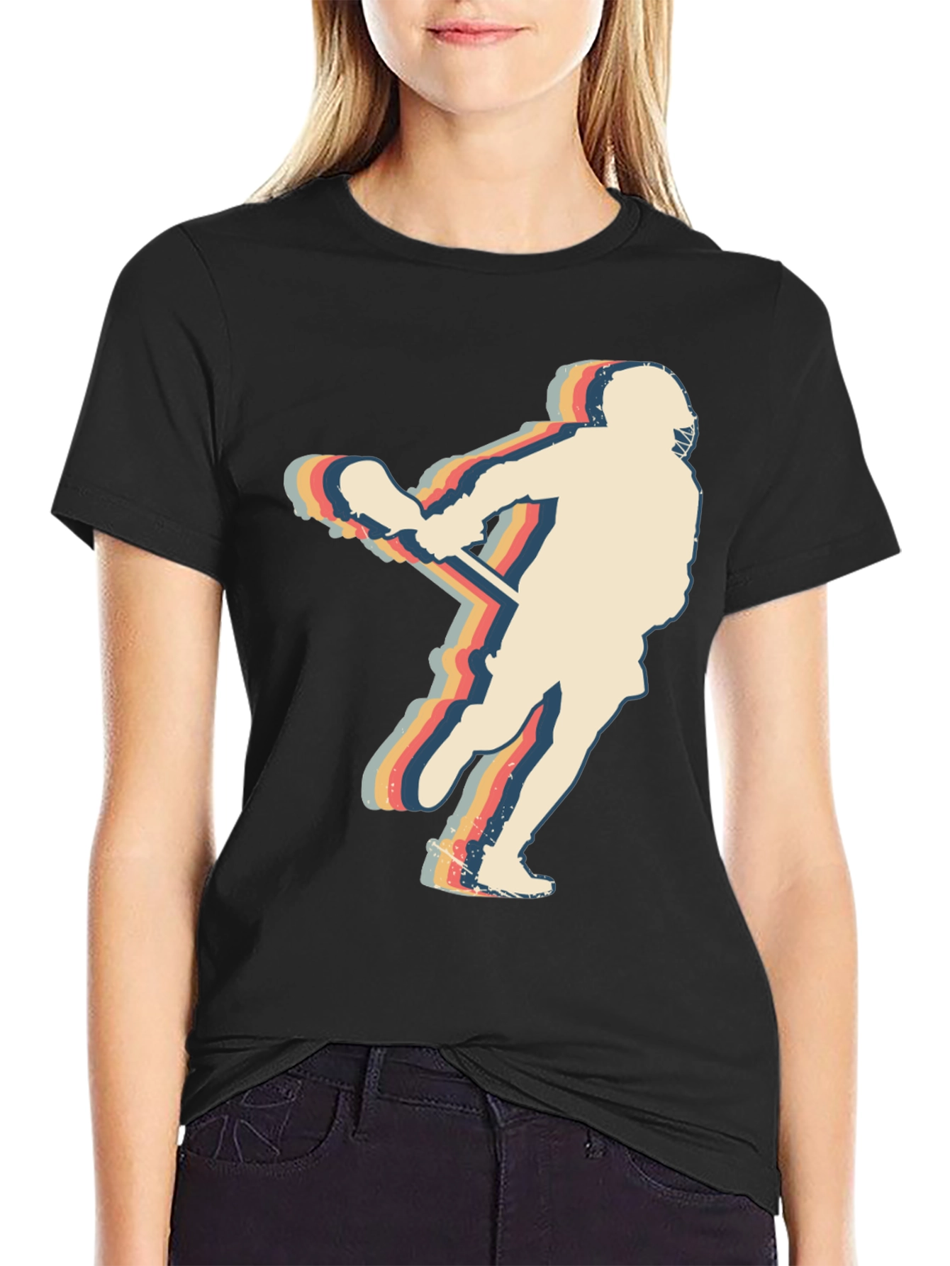 Retro Lacrosse Player Graphic Tee