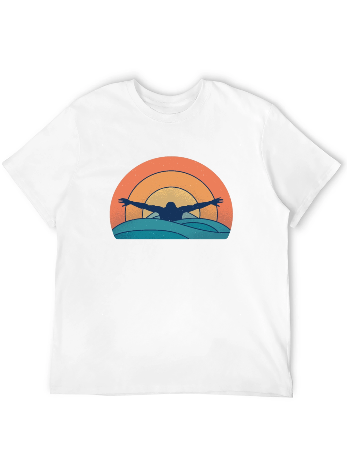 Retro Swimmer T-Shirt - Sunset Waves Graphic Tee