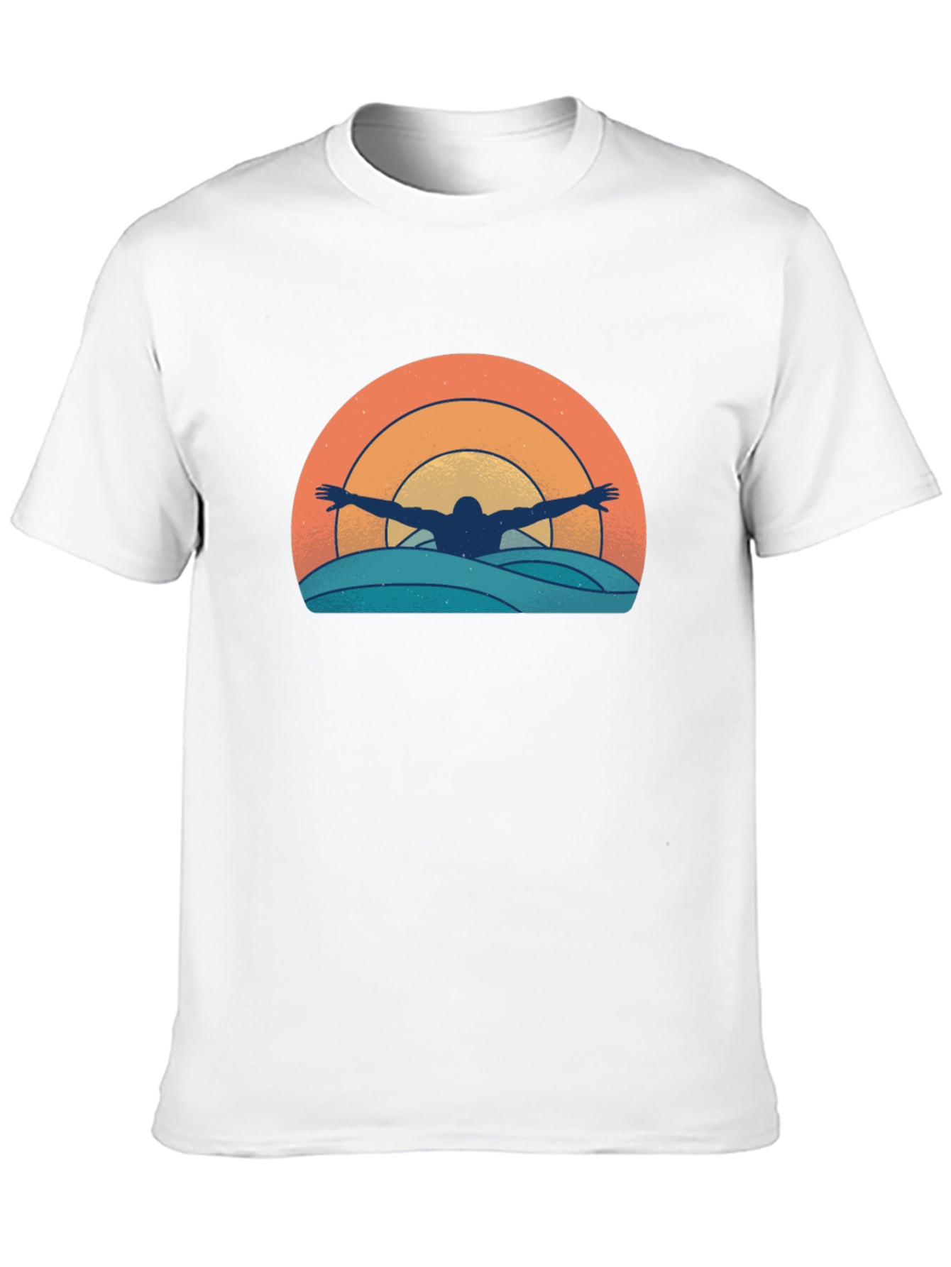 Retro Swimmer T-Shirt - Sunset Waves Graphic Tee