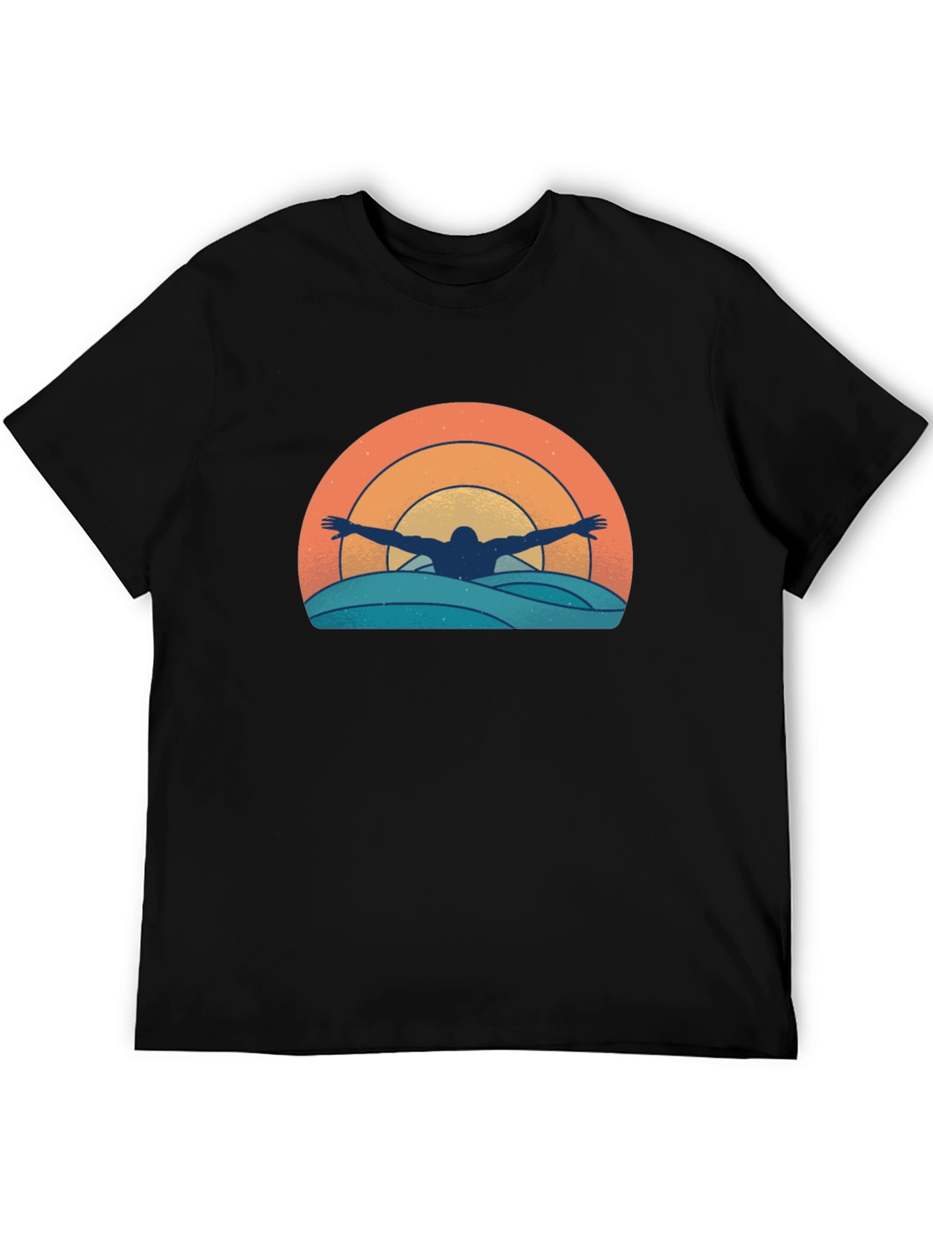 Retro Swimmer T-Shirt - Sunset Waves Graphic Tee