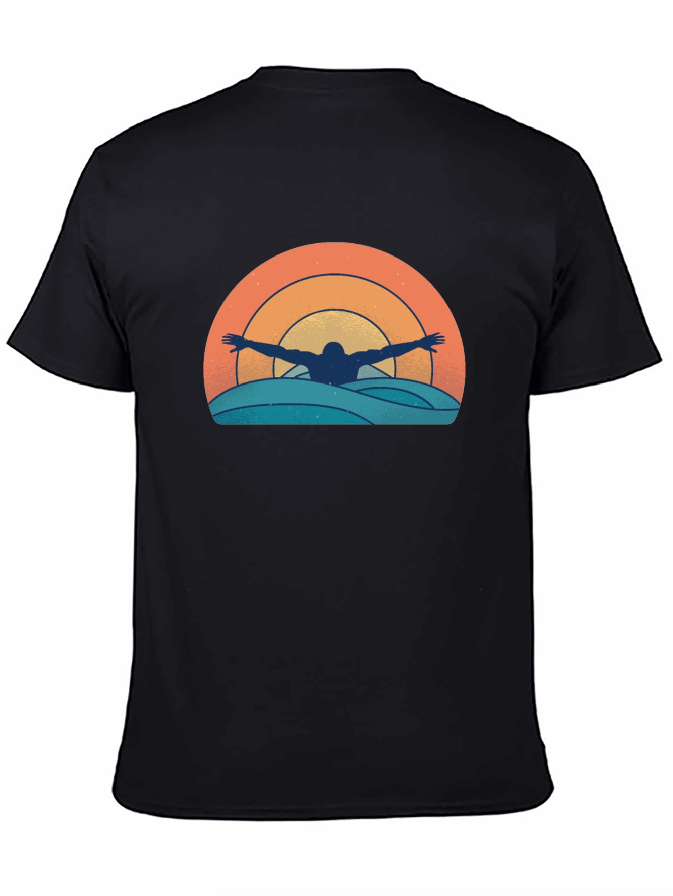 Retro Swimmer T-Shirt - Sunset Waves Graphic Tee