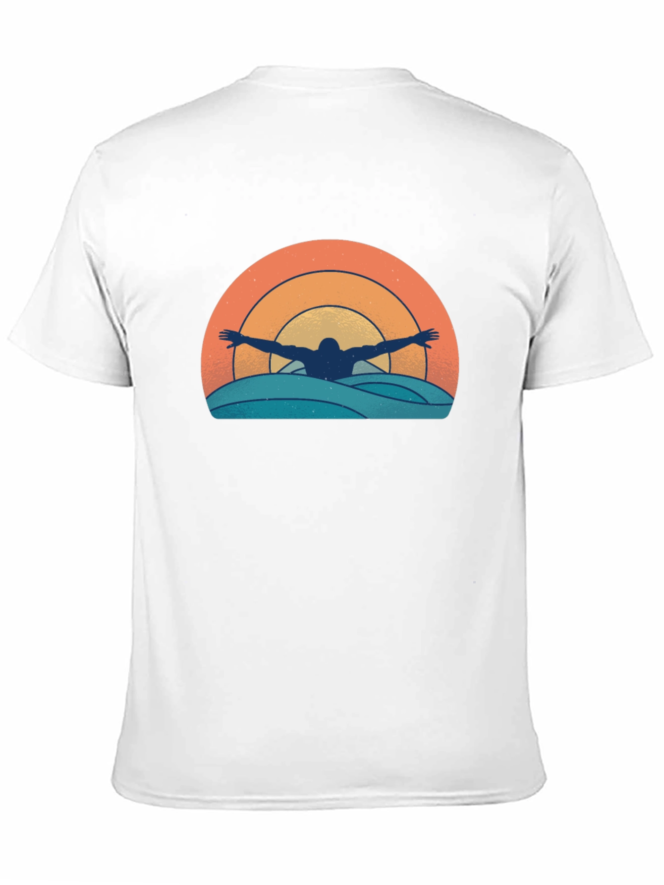 Retro Swimmer T-Shirt - Sunset Waves Graphic Tee