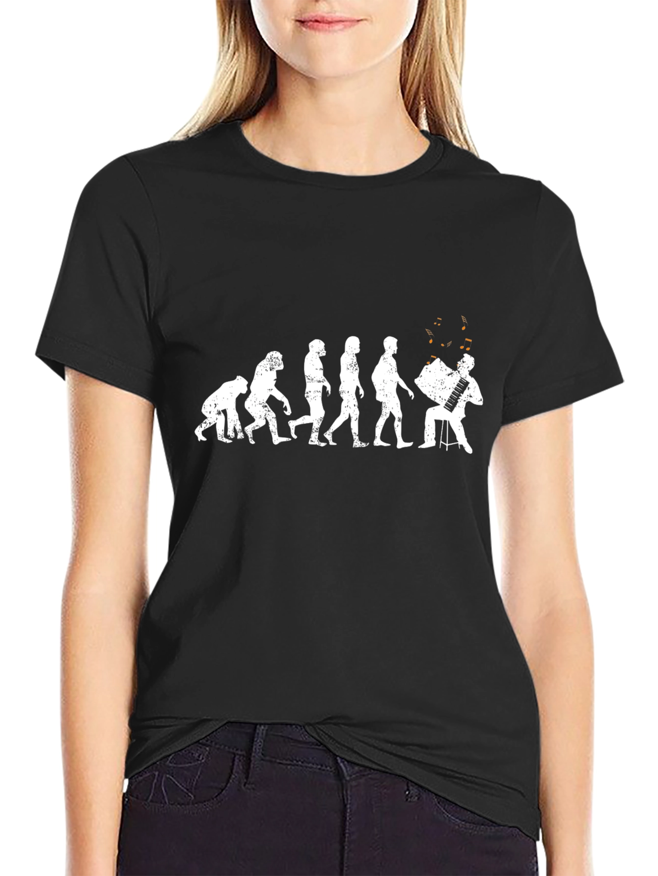 Evolution Accordion Player T-Shirt - Black