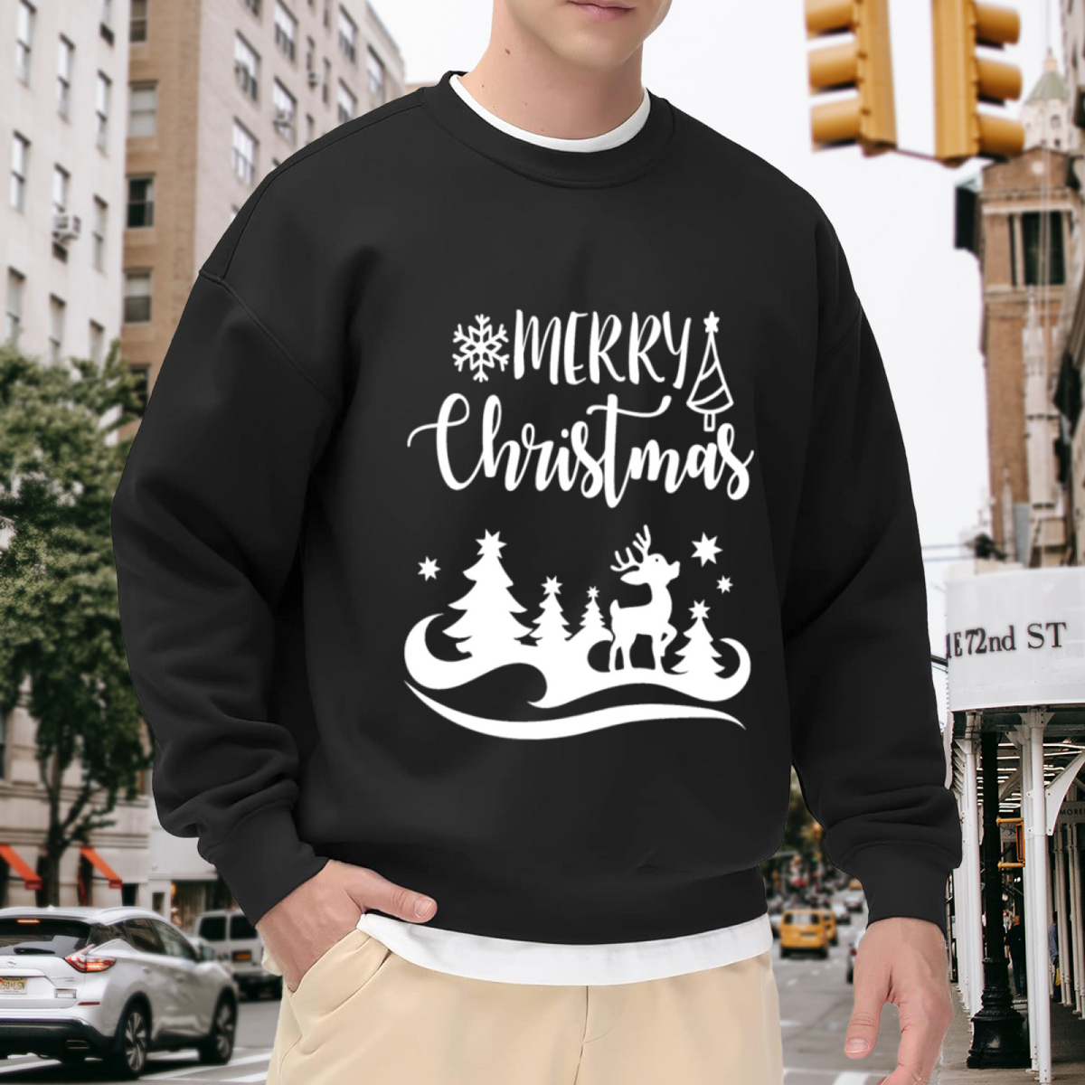 "MERRY CHRISTMAS" Winter Village Design - Crewneck Sweatshirt | Christmas, Holiday, Winter Gift