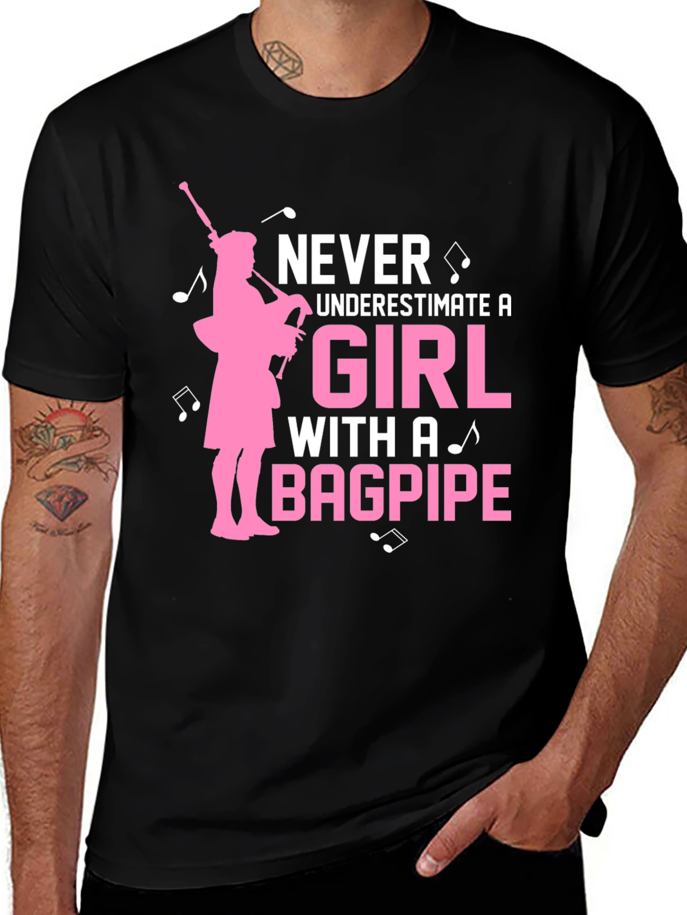 Never Underestimate a Girl With a Bagpipe T-Shirt