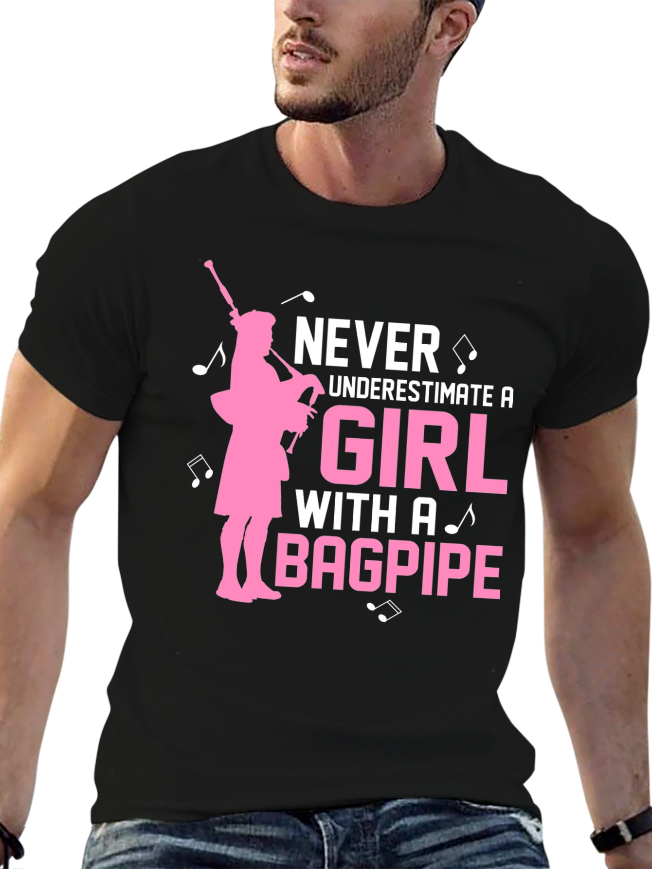 Never Underestimate a Girl With a Bagpipe T-Shirt