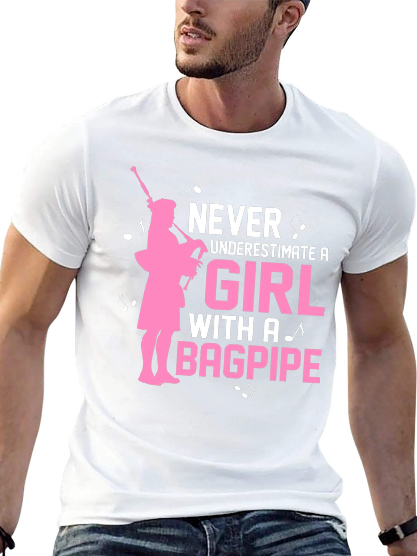 Never Underestimate a Girl With a Bagpipe T-Shirt