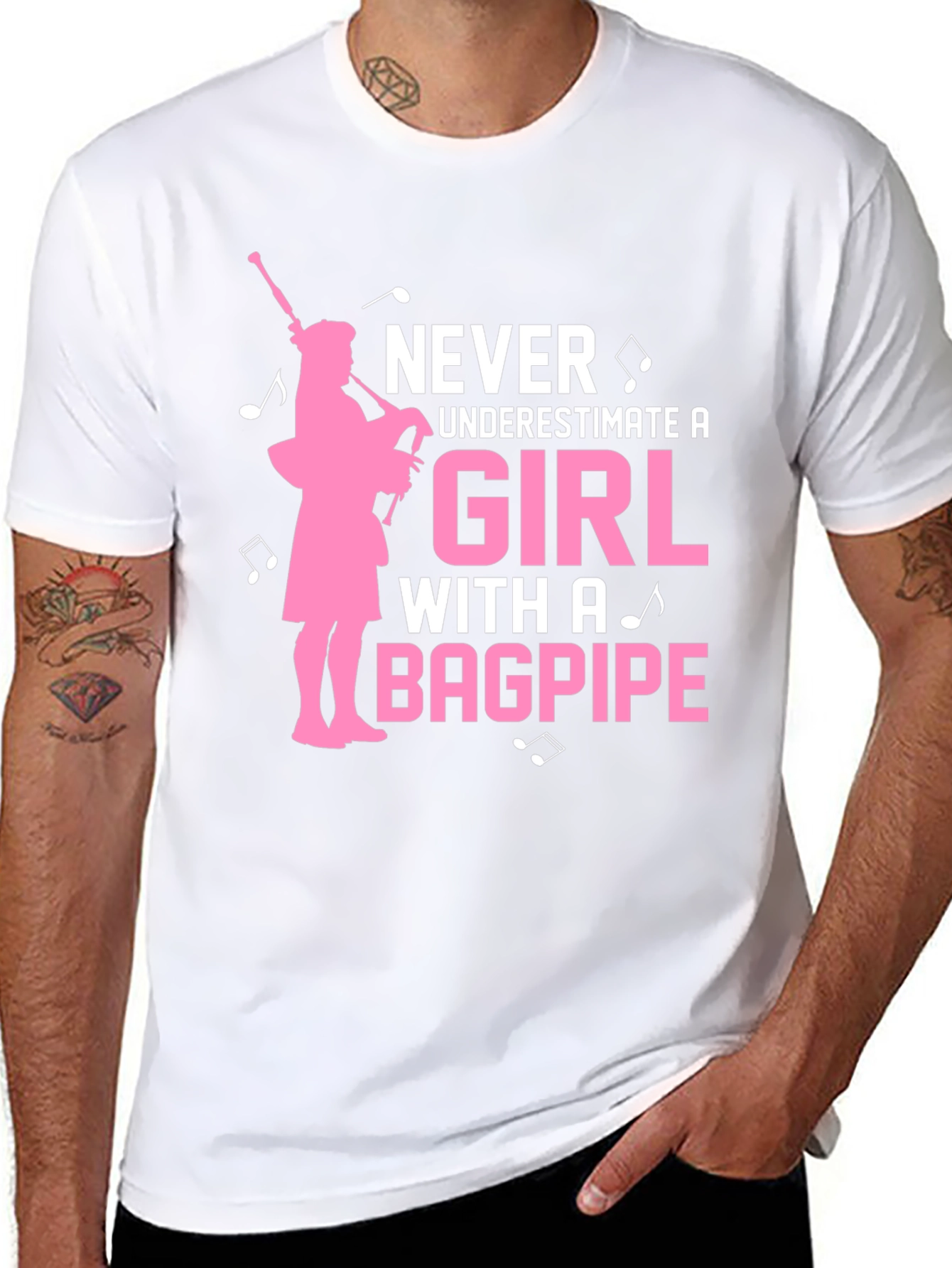 Never Underestimate a Girl With a Bagpipe T-Shirt