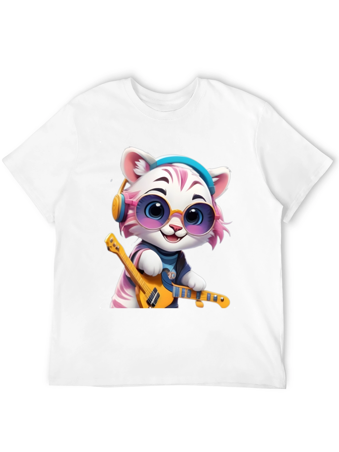 Cool Cat Guitarist Graphic T-Shirt