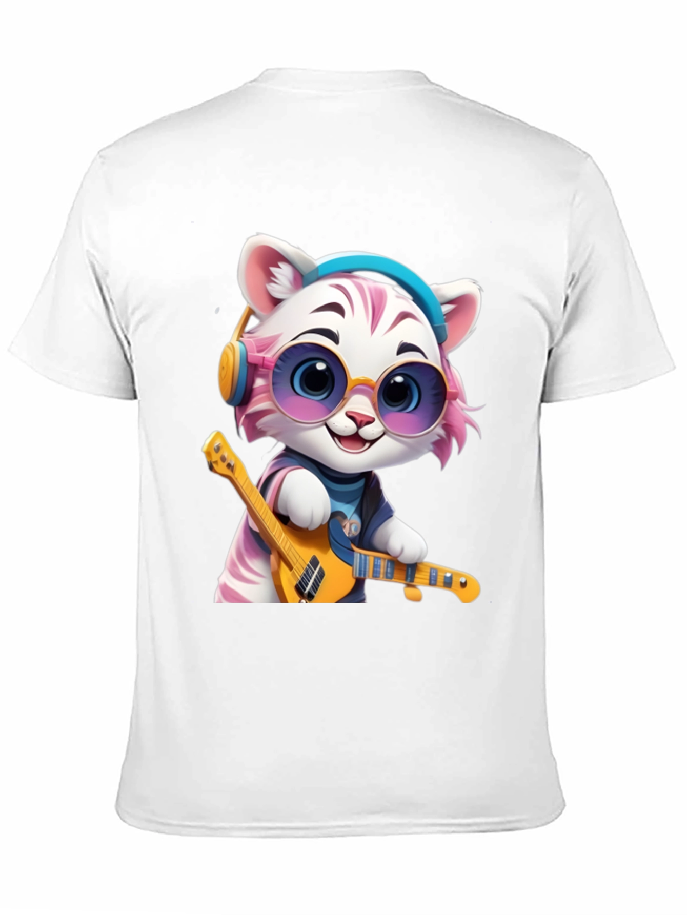 Cool Cat Guitarist Graphic T-Shirt