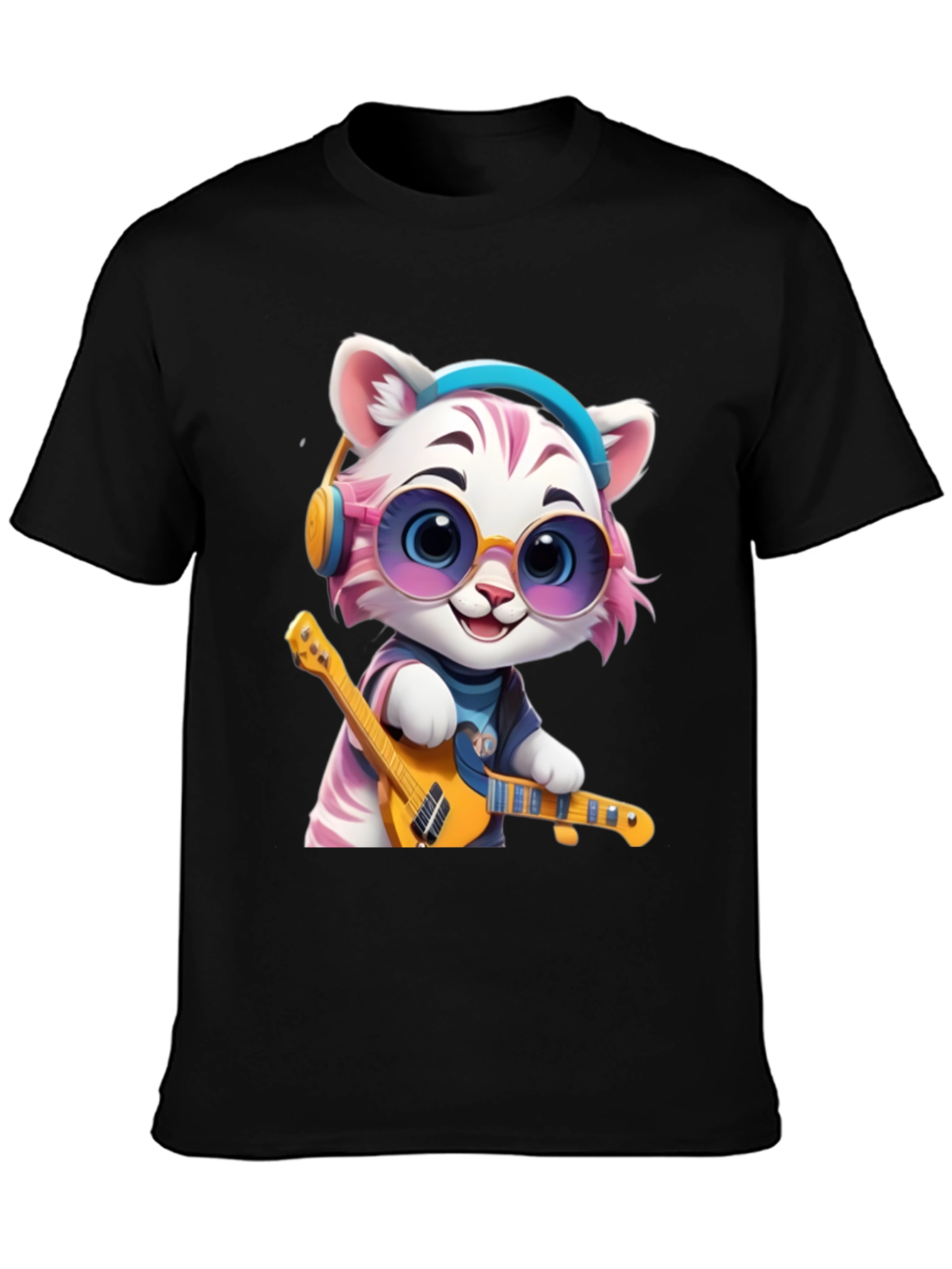 Cool Cat Guitarist Graphic T-Shirt