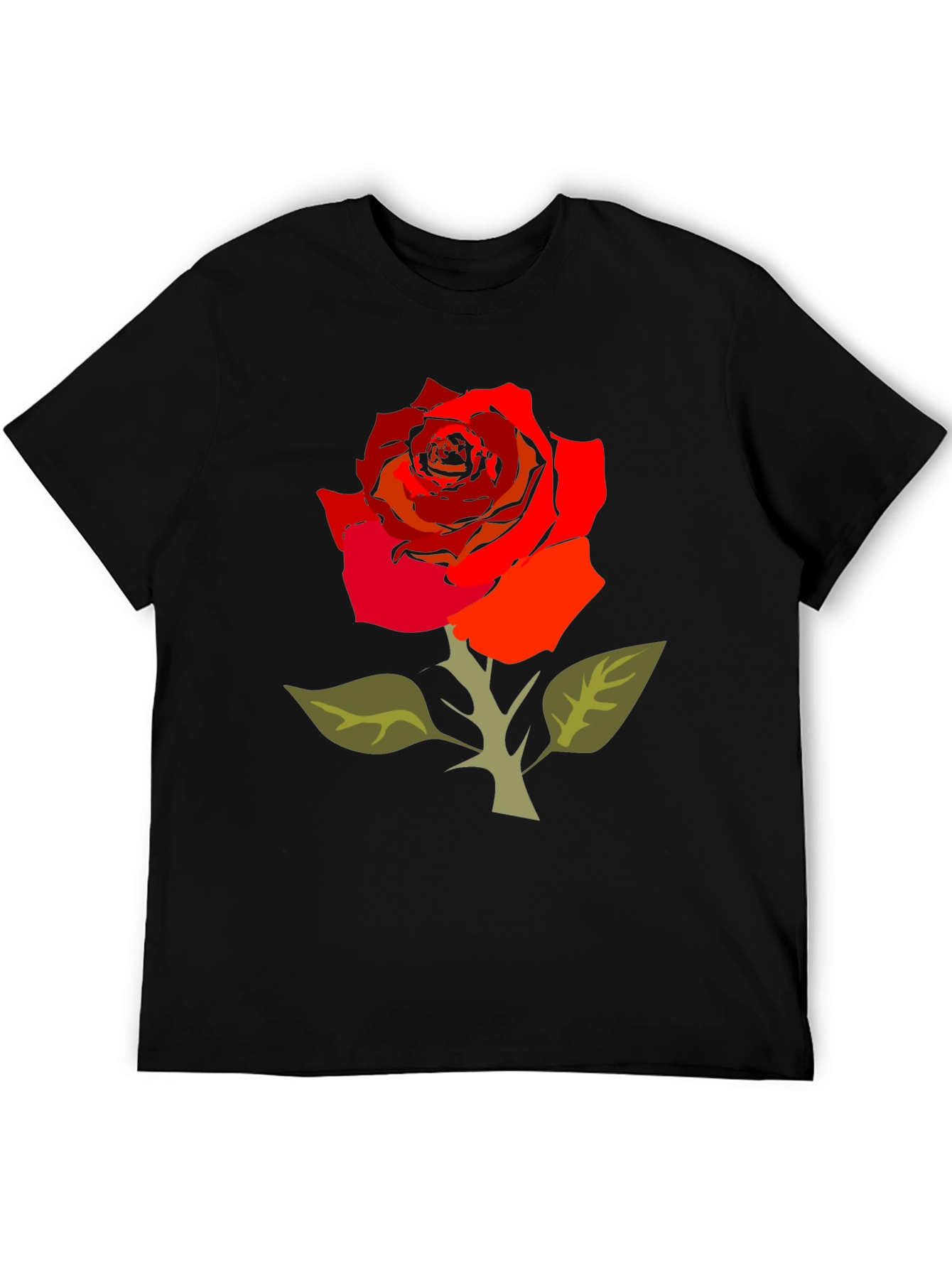 Bold Rose Graphic Tee - Black Cotton Blend