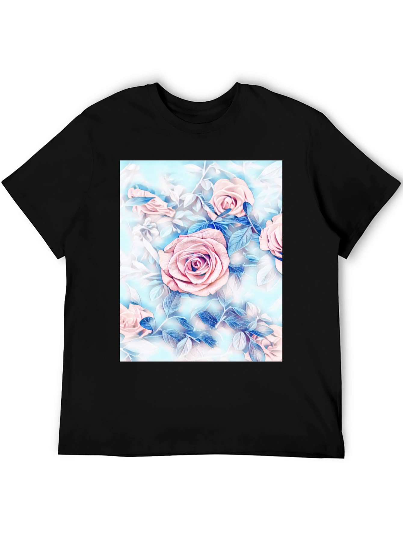 Floral Rose Print T-Shirt - Artistic Style