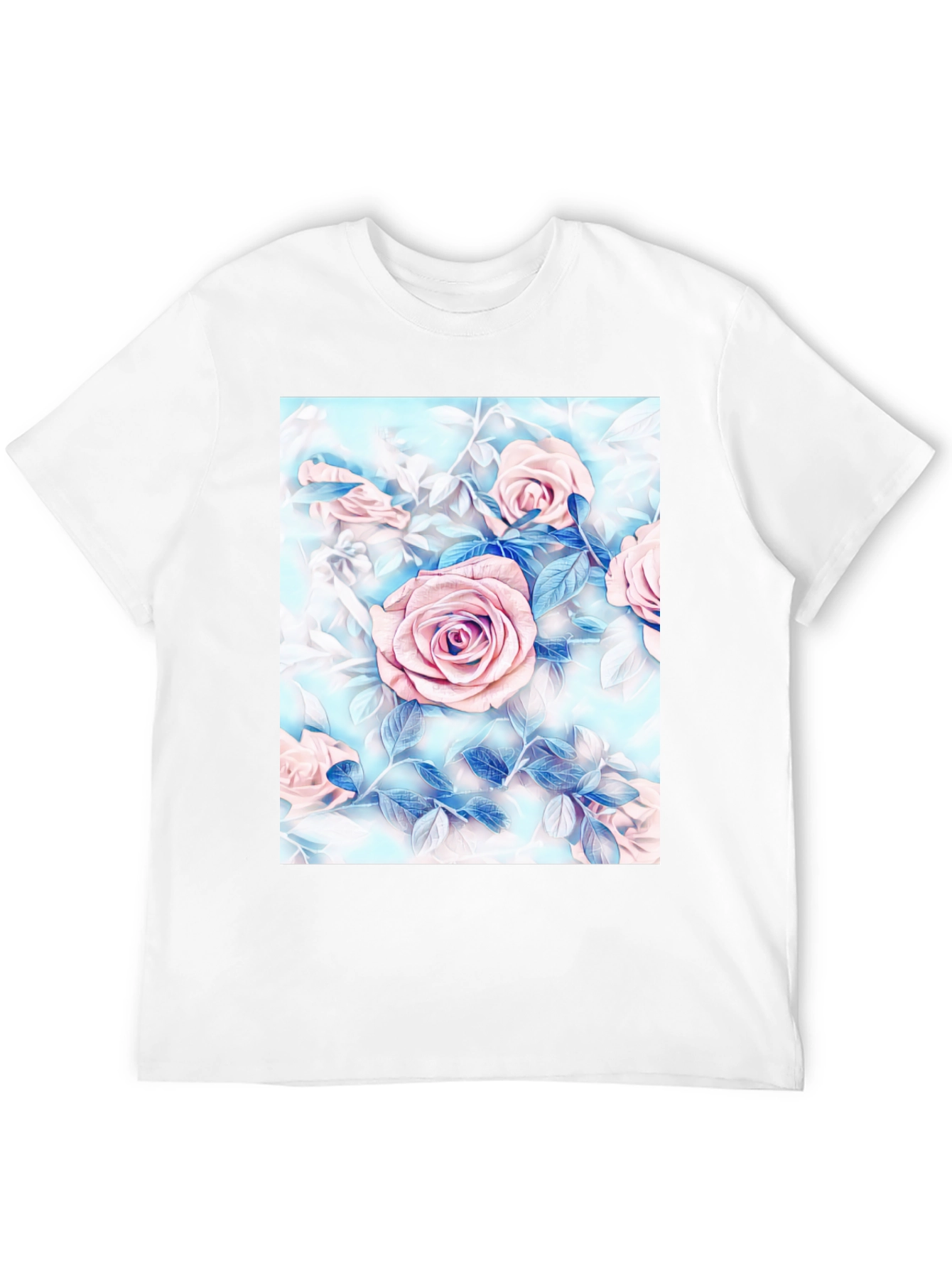 Floral Rose Print T-Shirt - Artistic Style