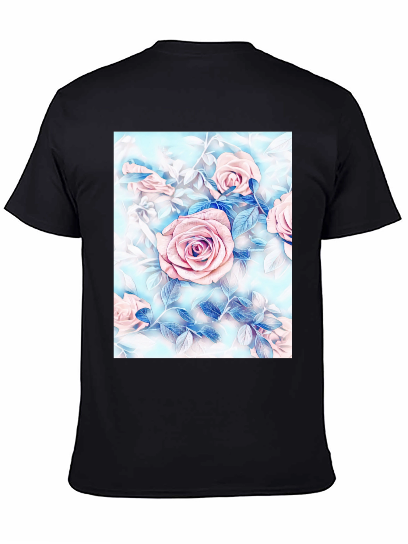 Floral Rose Print T-Shirt - Artistic Style