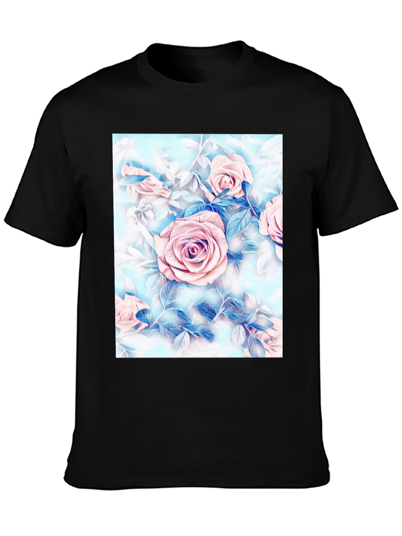 Floral Rose Print T-Shirt - Artistic Style