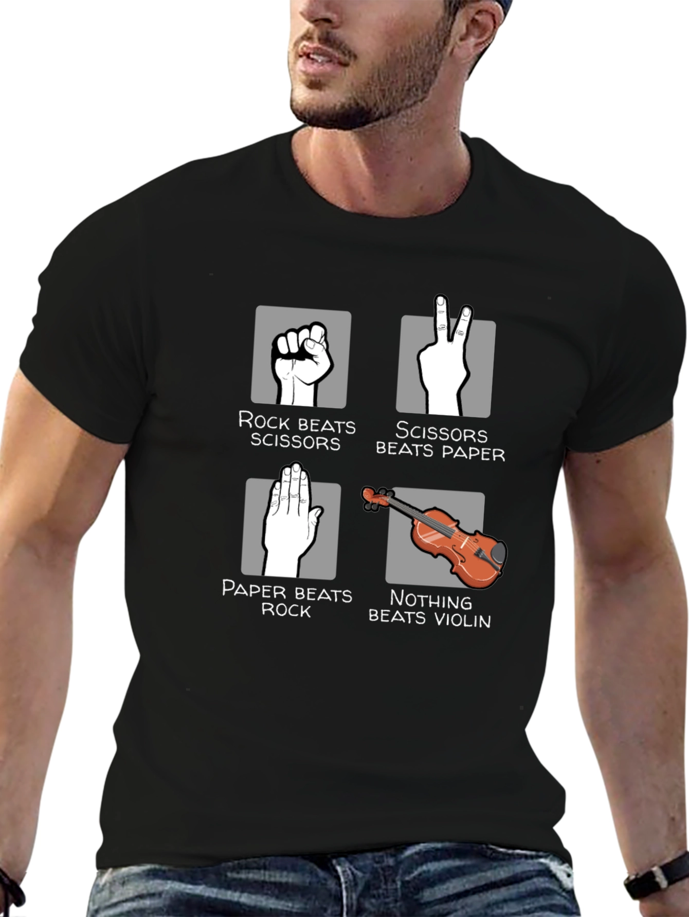 Rock Paper Scissors Violin Graphic Tee