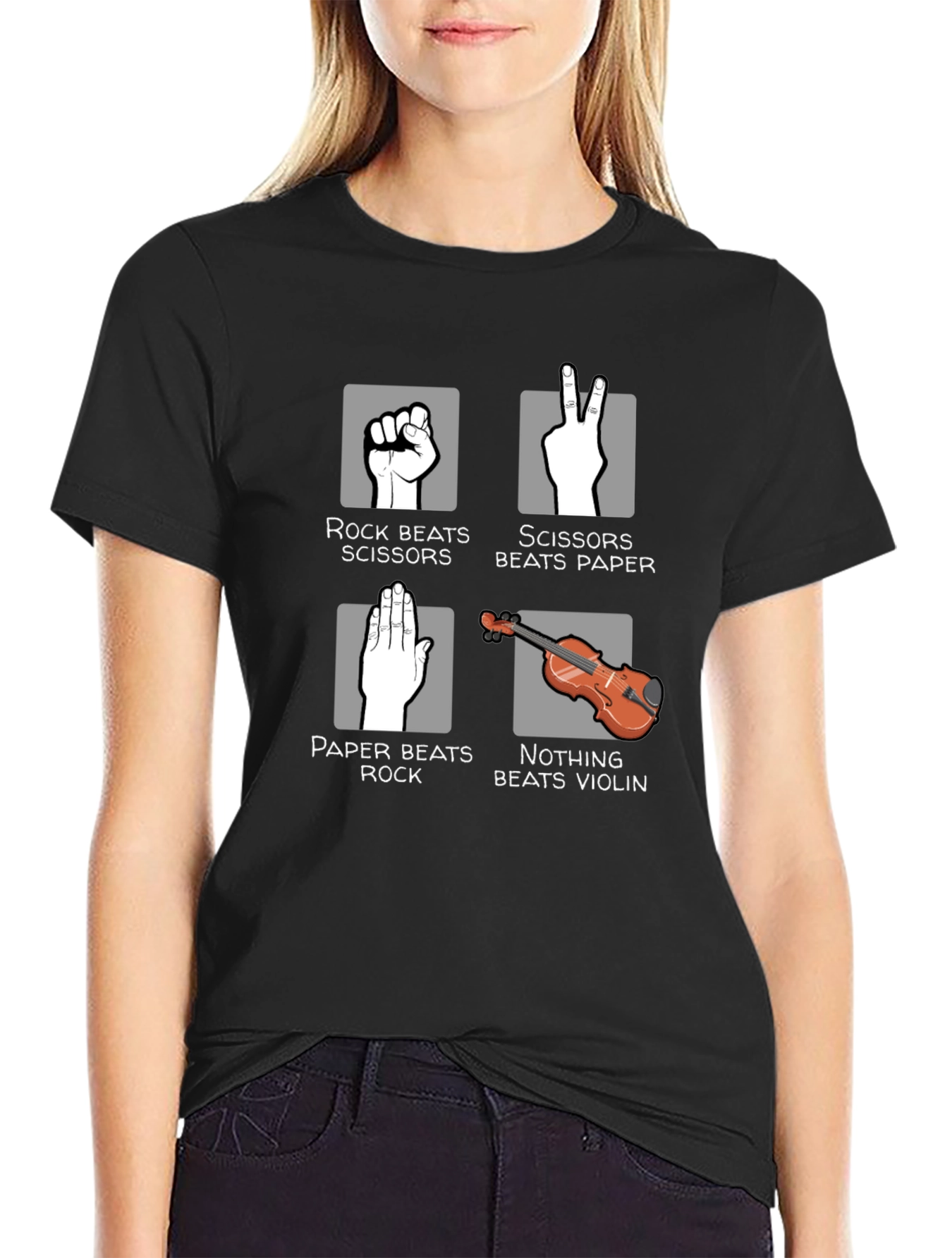 Rock Paper Scissors Violin Graphic Tee