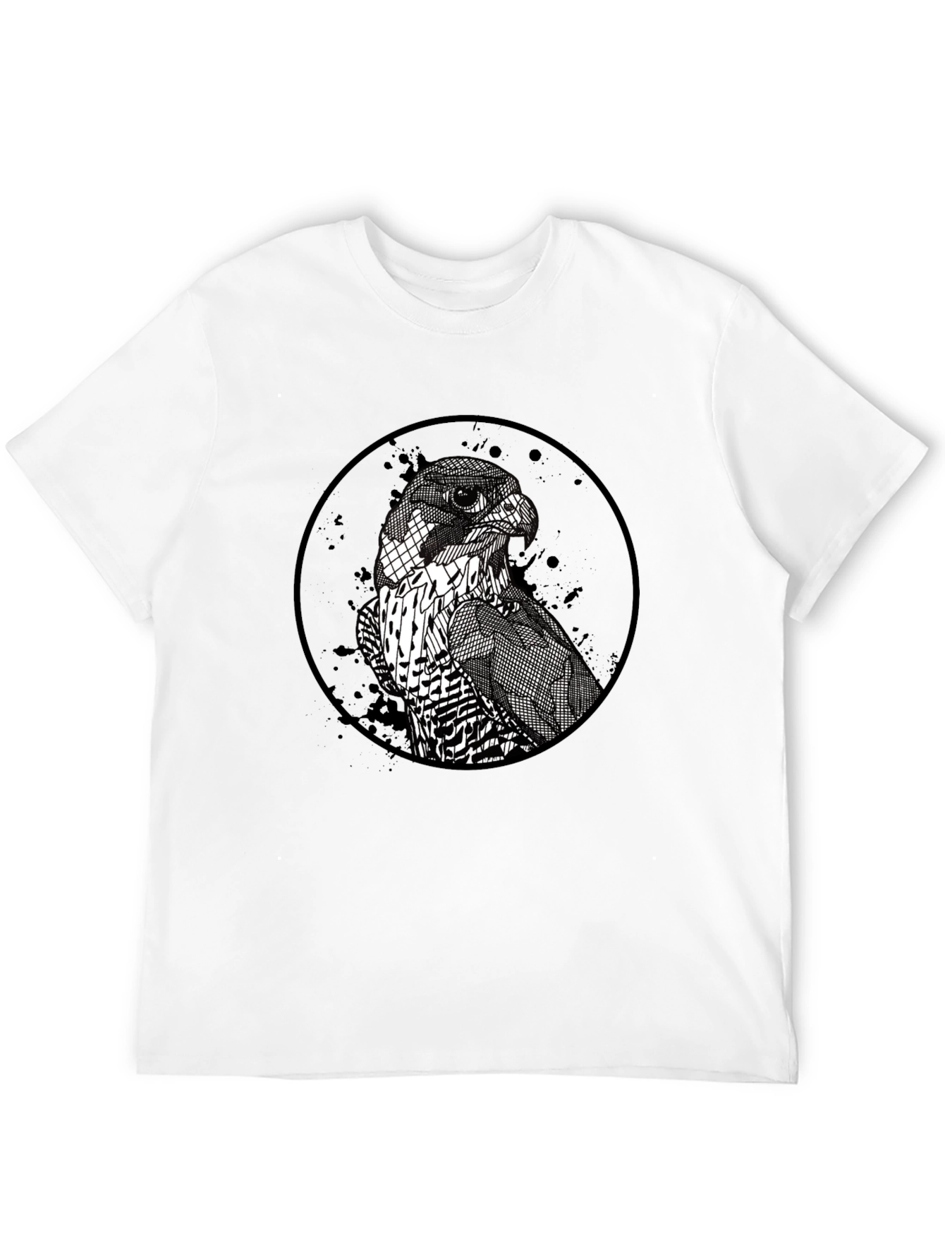 Mens Black Falcon Graphic Print Crew Neck T-Shirt