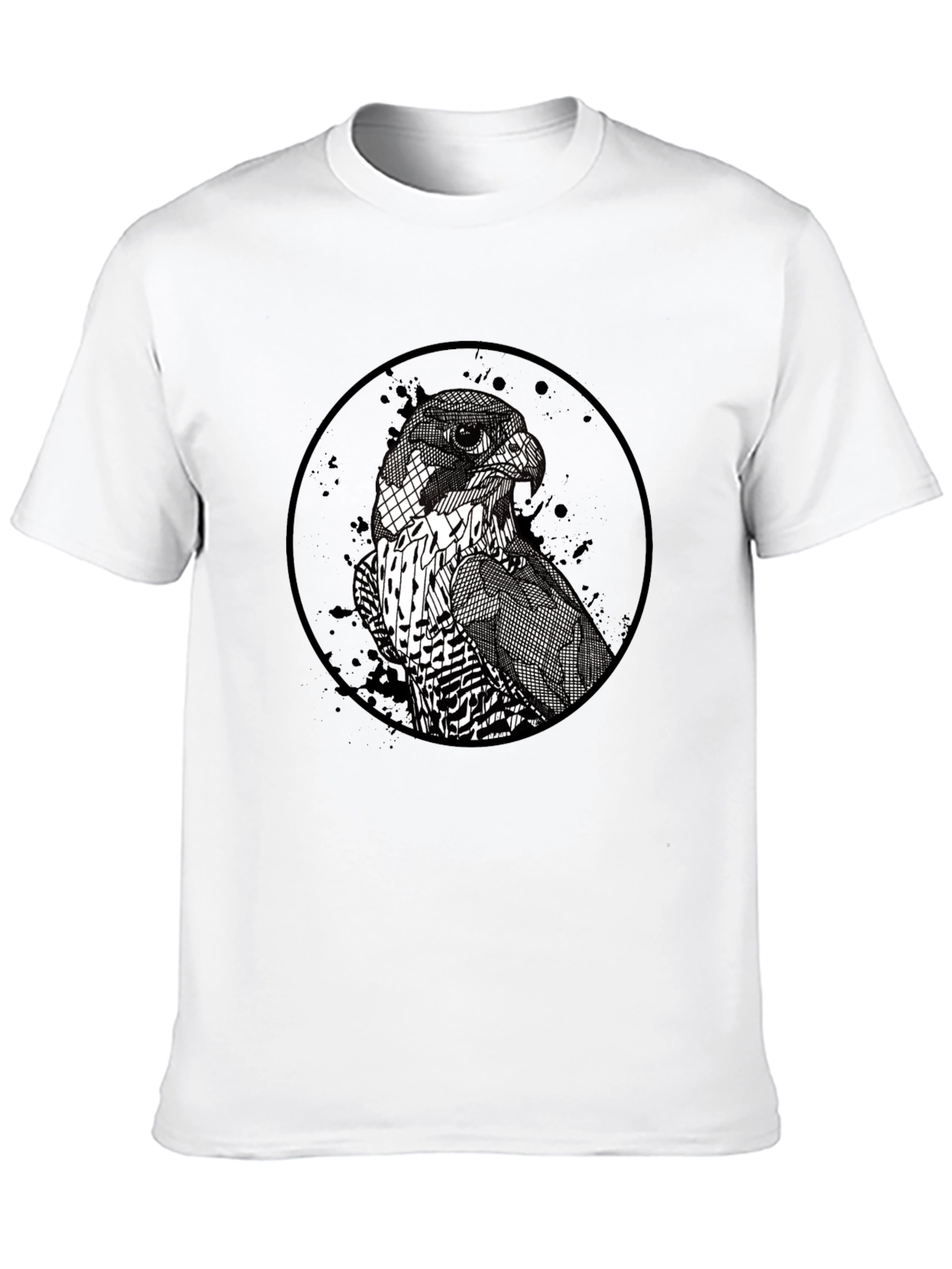 Mens Black Falcon Graphic Print Crew Neck T-Shirt