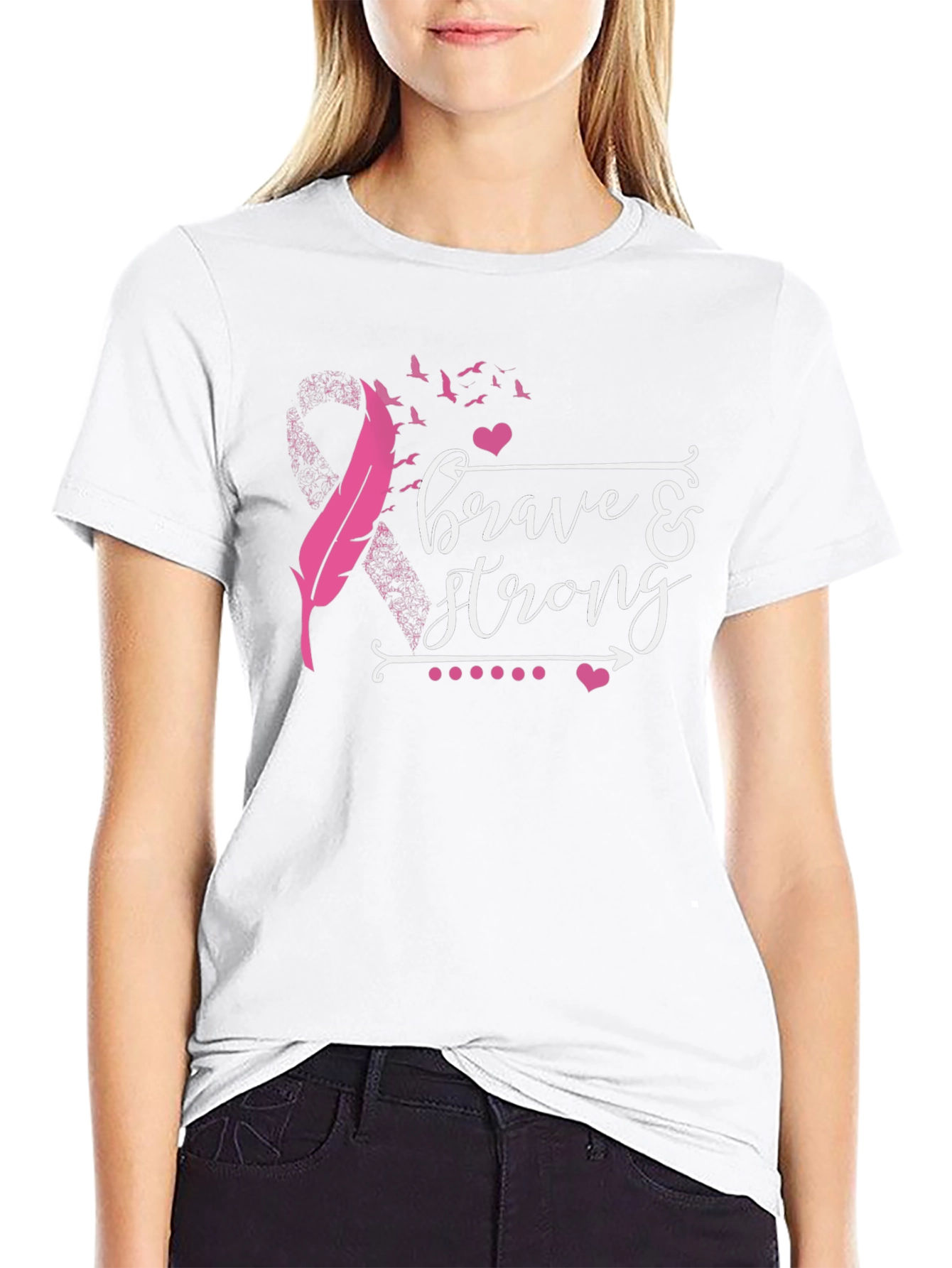 Brave & Strong Breast Cancer Awareness T-Shirt