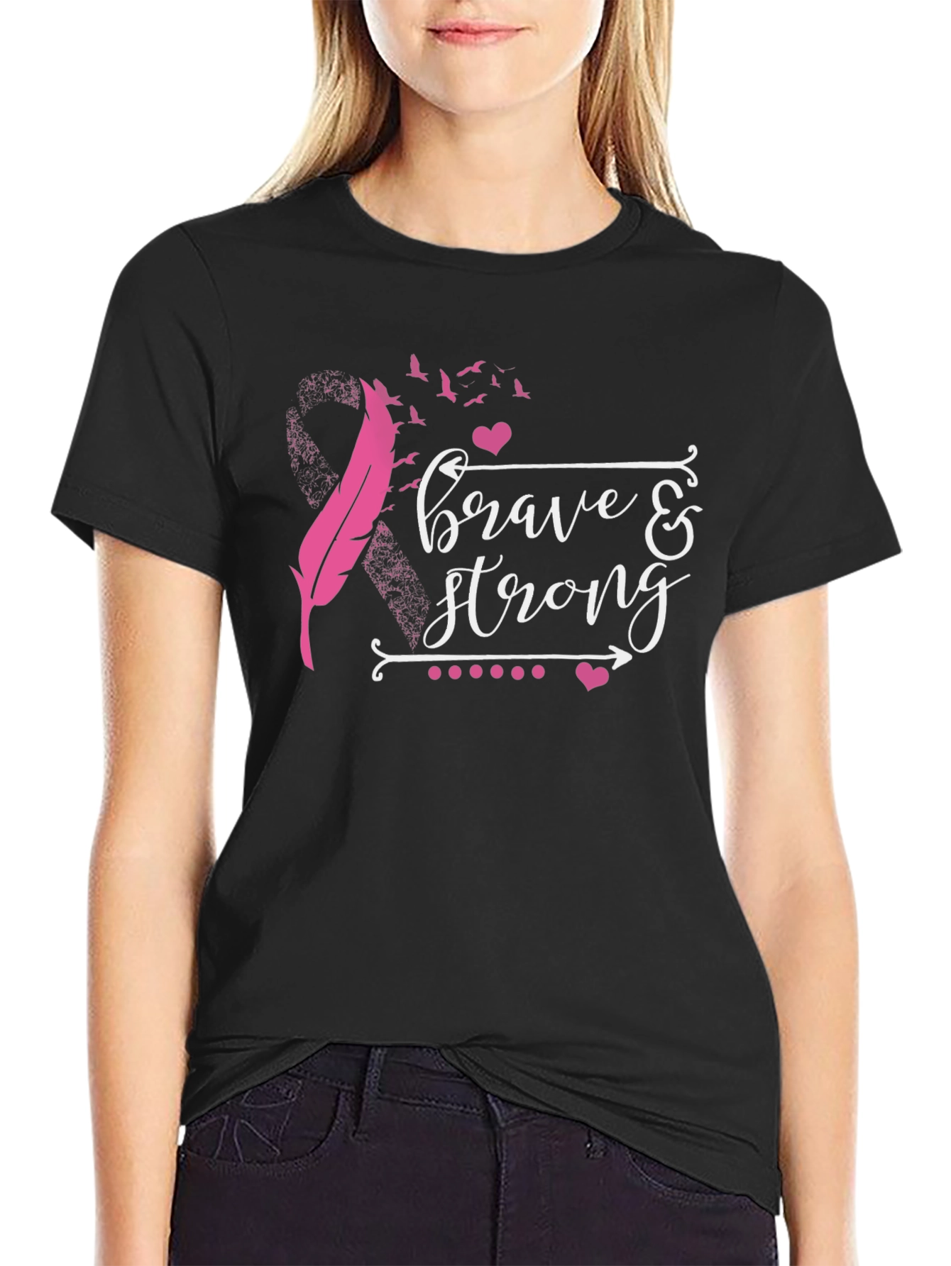 Brave & Strong Breast Cancer Awareness T-Shirt