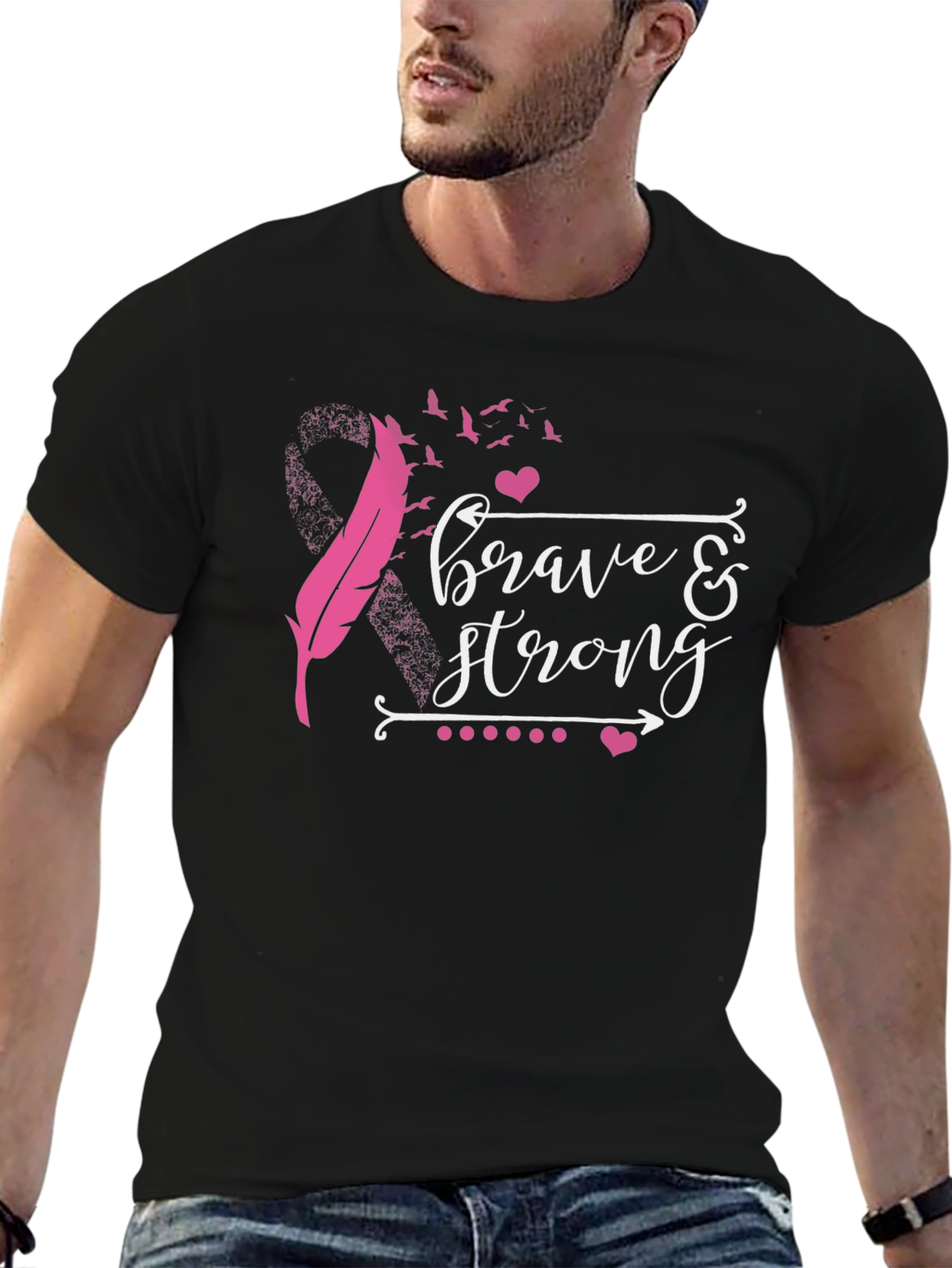 Brave & Strong Breast Cancer Awareness T-Shirt