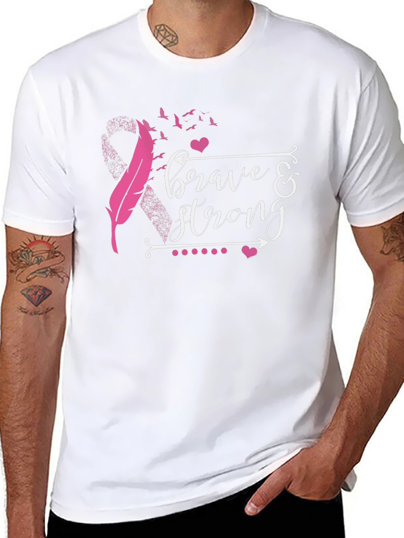 Brave & Strong Breast Cancer Awareness T-Shirt