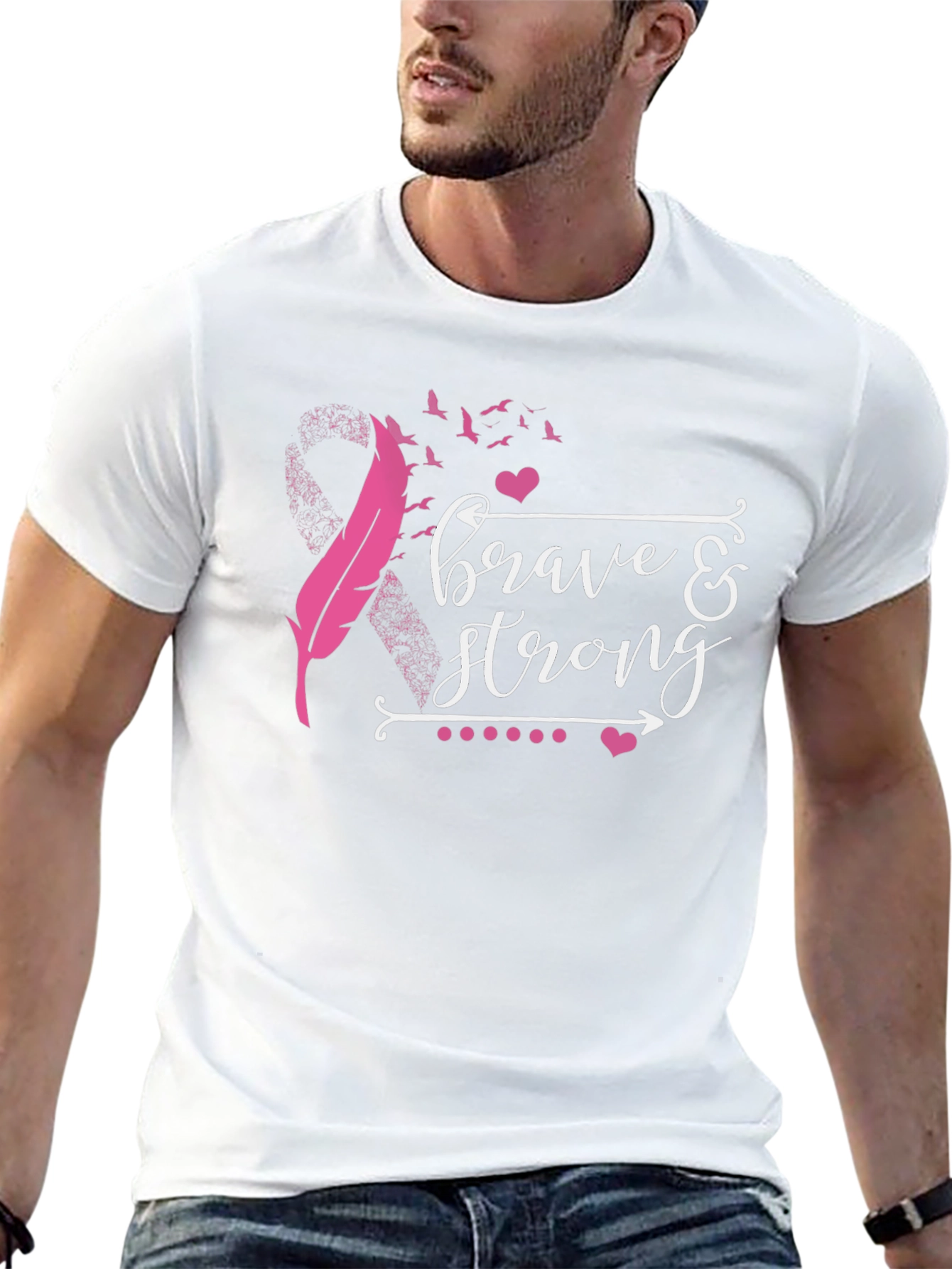Brave & Strong Breast Cancer Awareness T-Shirt