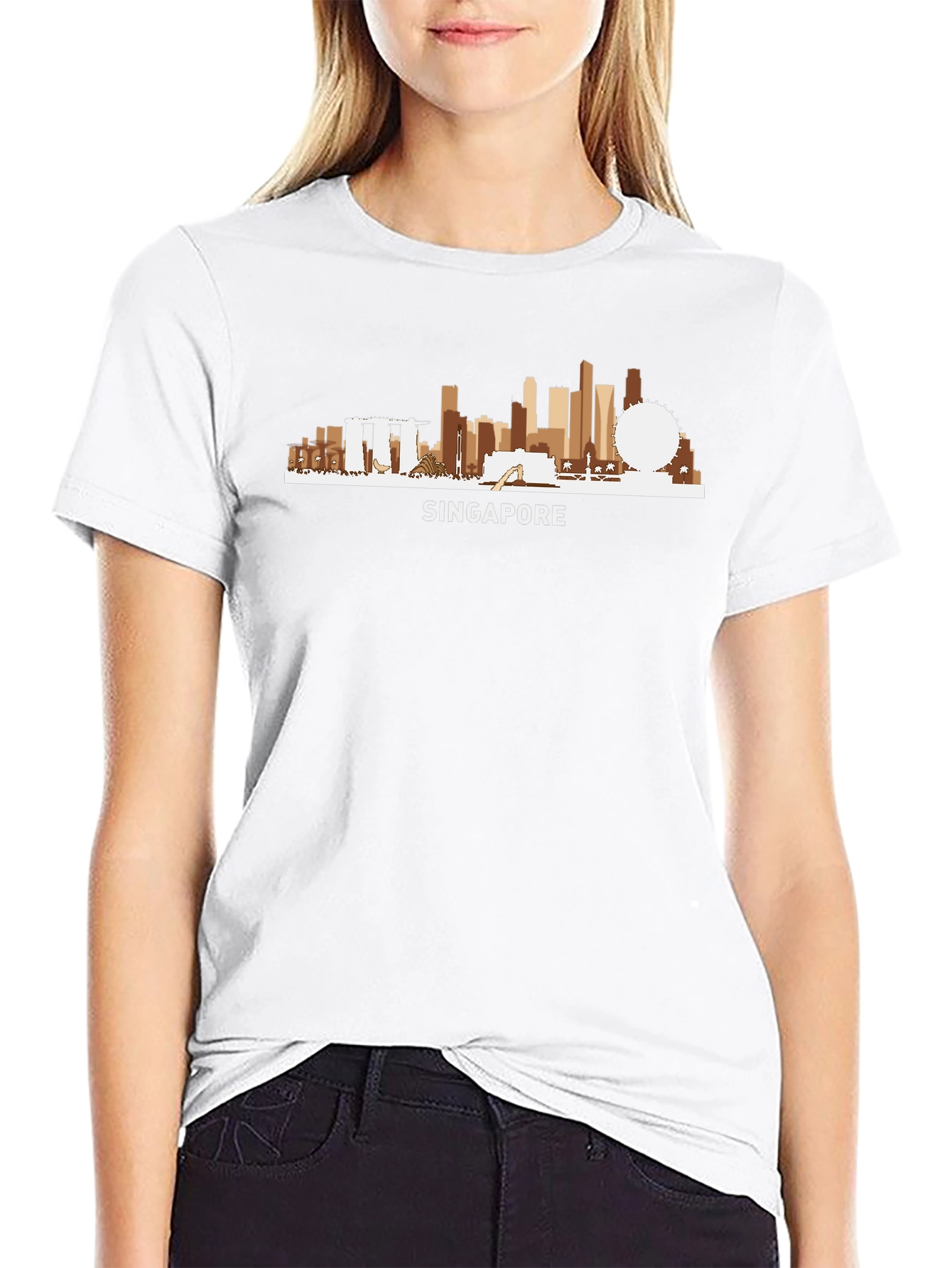 Singapore Skyline Graphic T-Shirt - Black