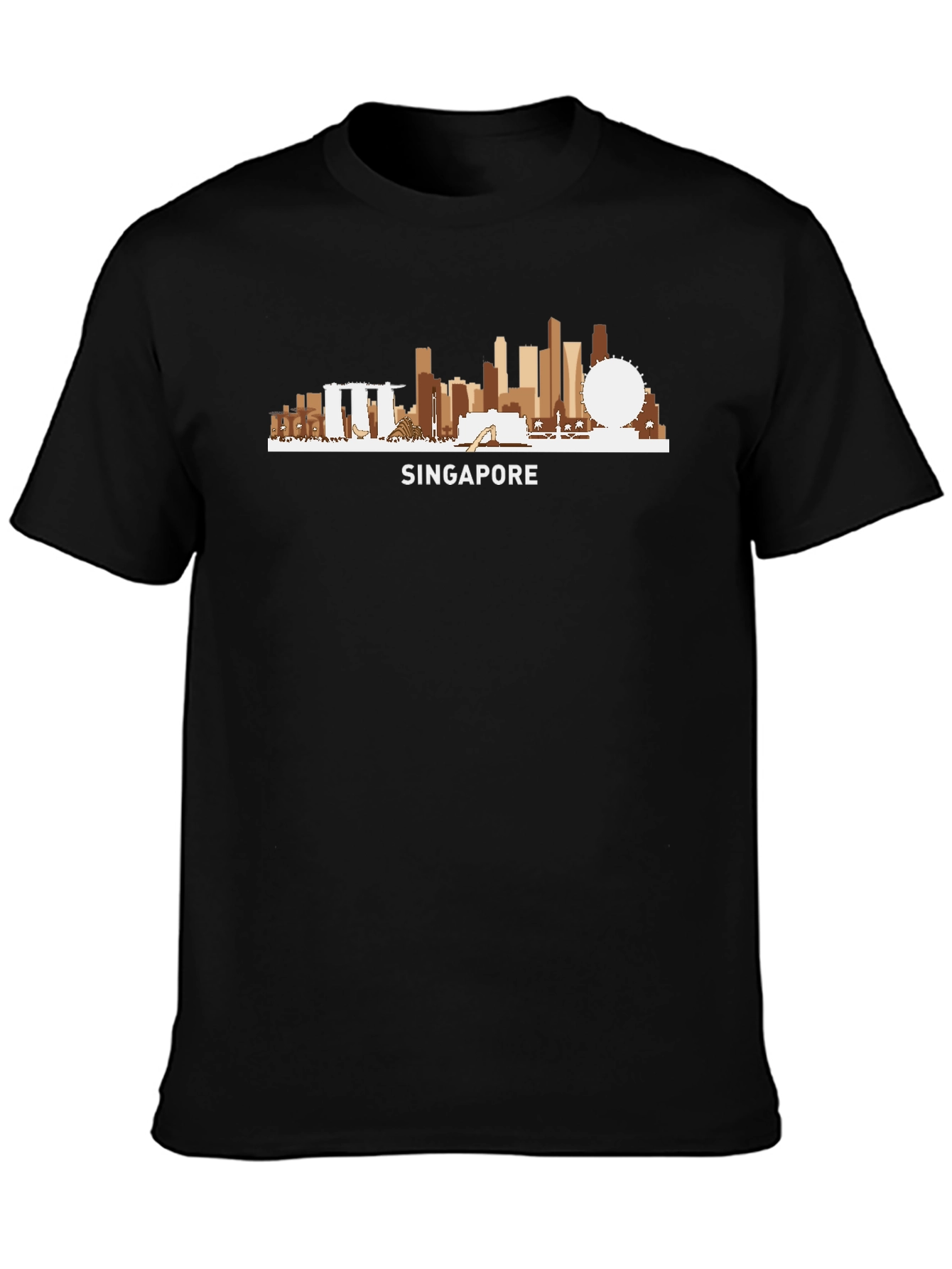 Singapore Skyline Graphic T-Shirt - Black