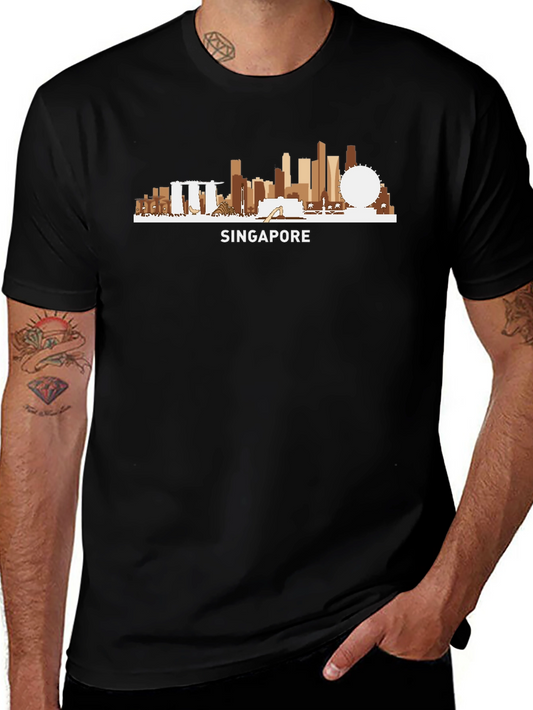 Singapore Skyline Graphic T-Shirt - Black