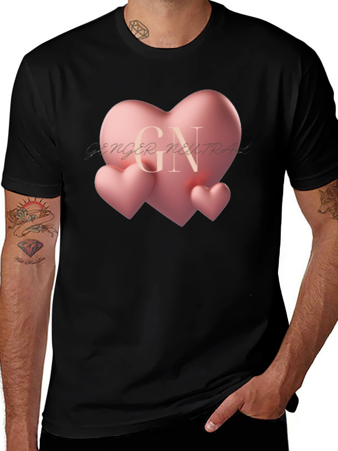 Heart Graphic Black T-Shirt - Gender Neutral