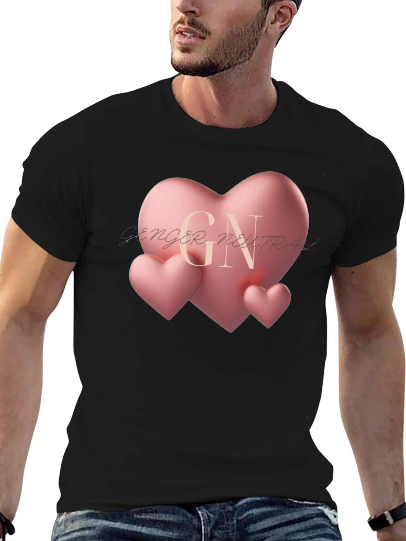 Heart Graphic Black T-Shirt - Gender Neutral