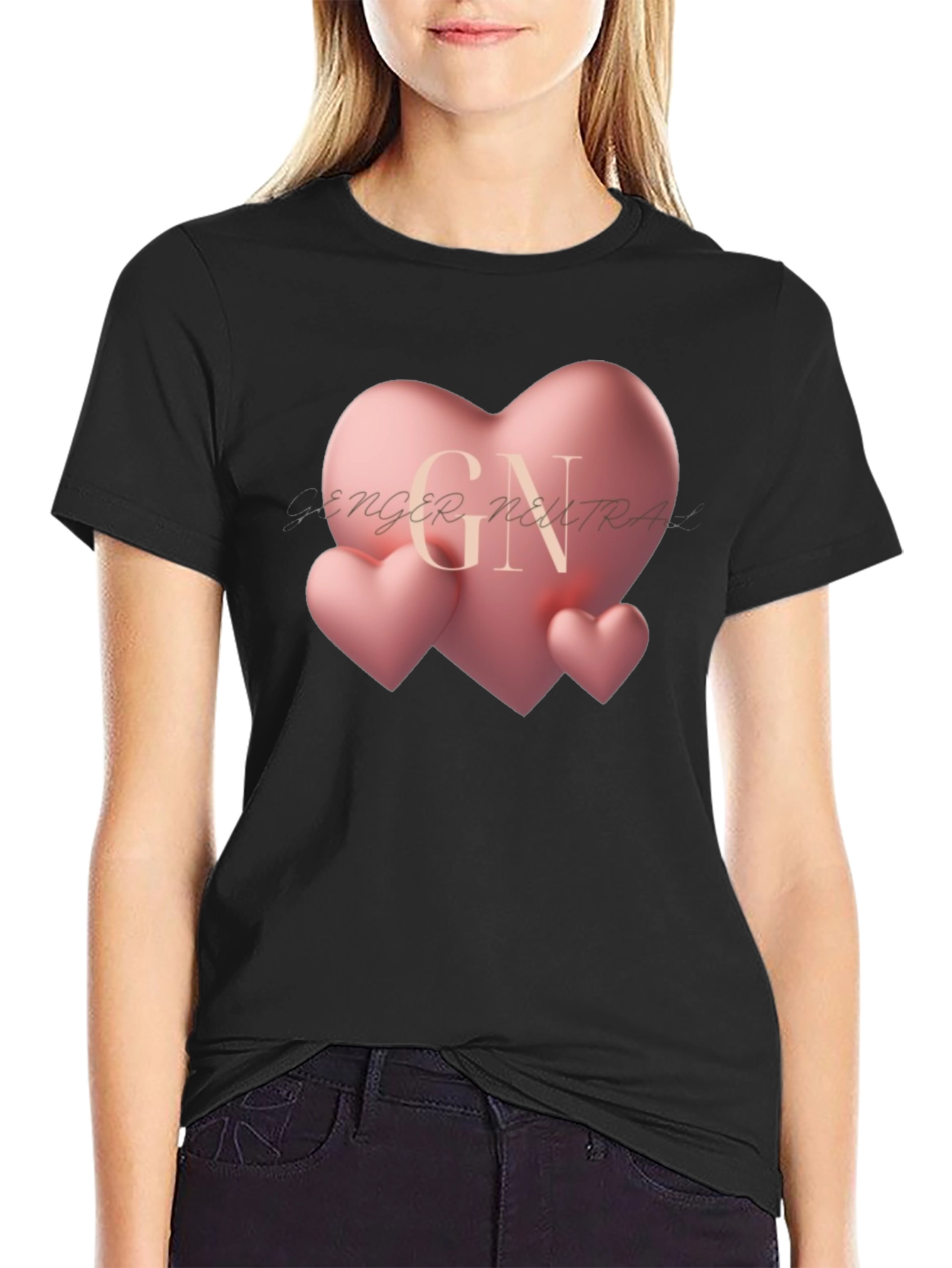 Heart Graphic Black T-Shirt - Gender Neutral
