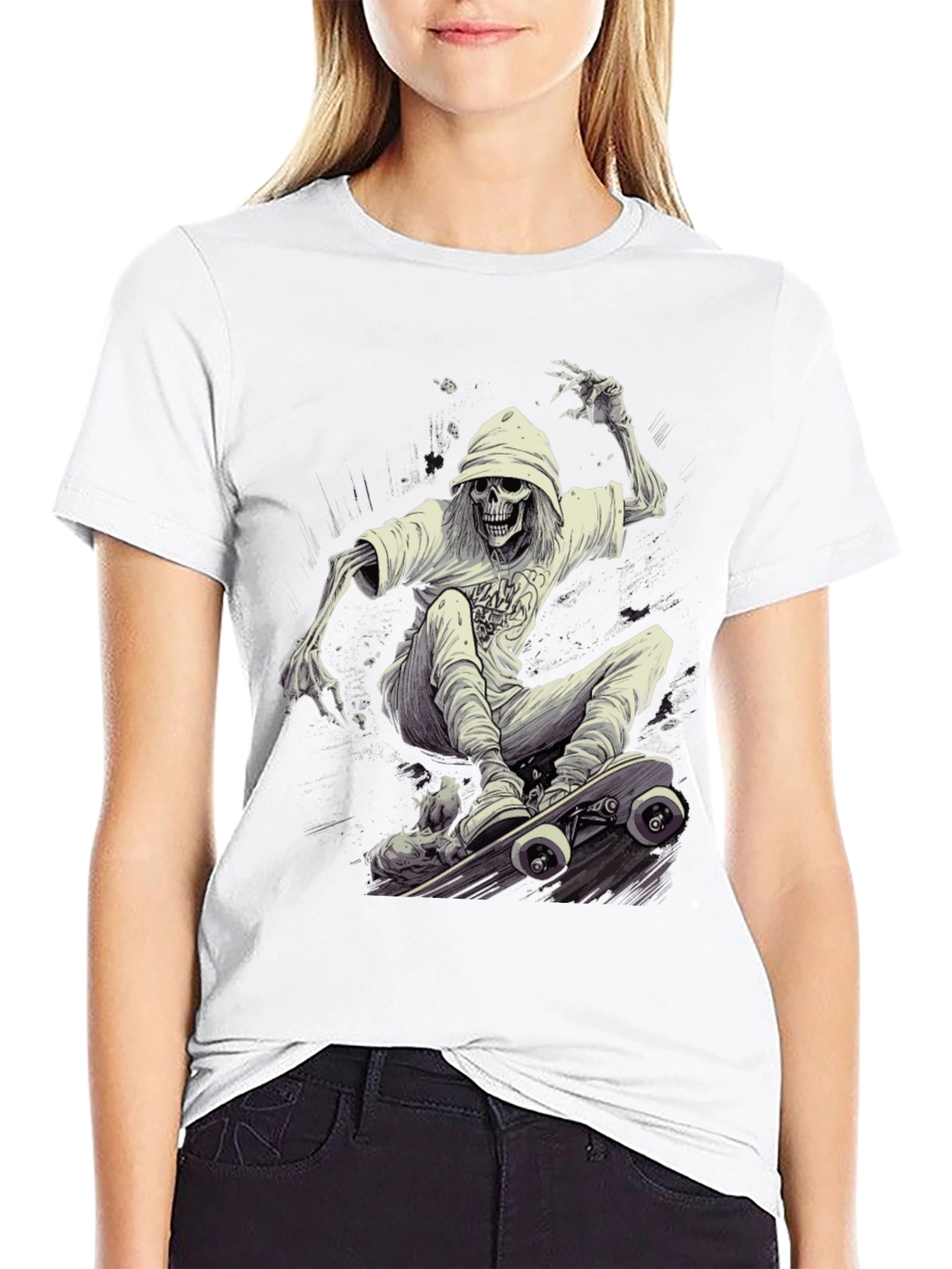 Skeleton Skateboarder Graphic Tee